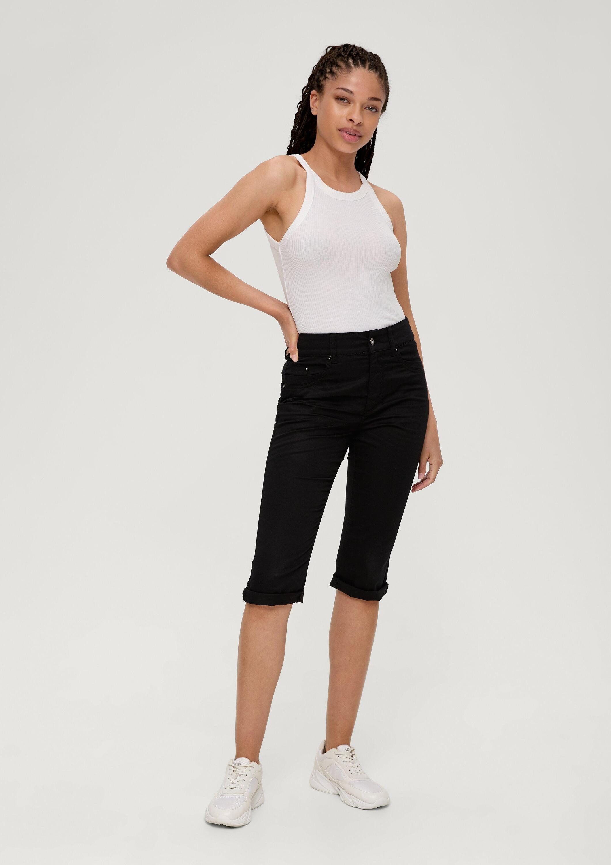 QS Caprihose Hose Slim: Capri aus Baumwollsatin