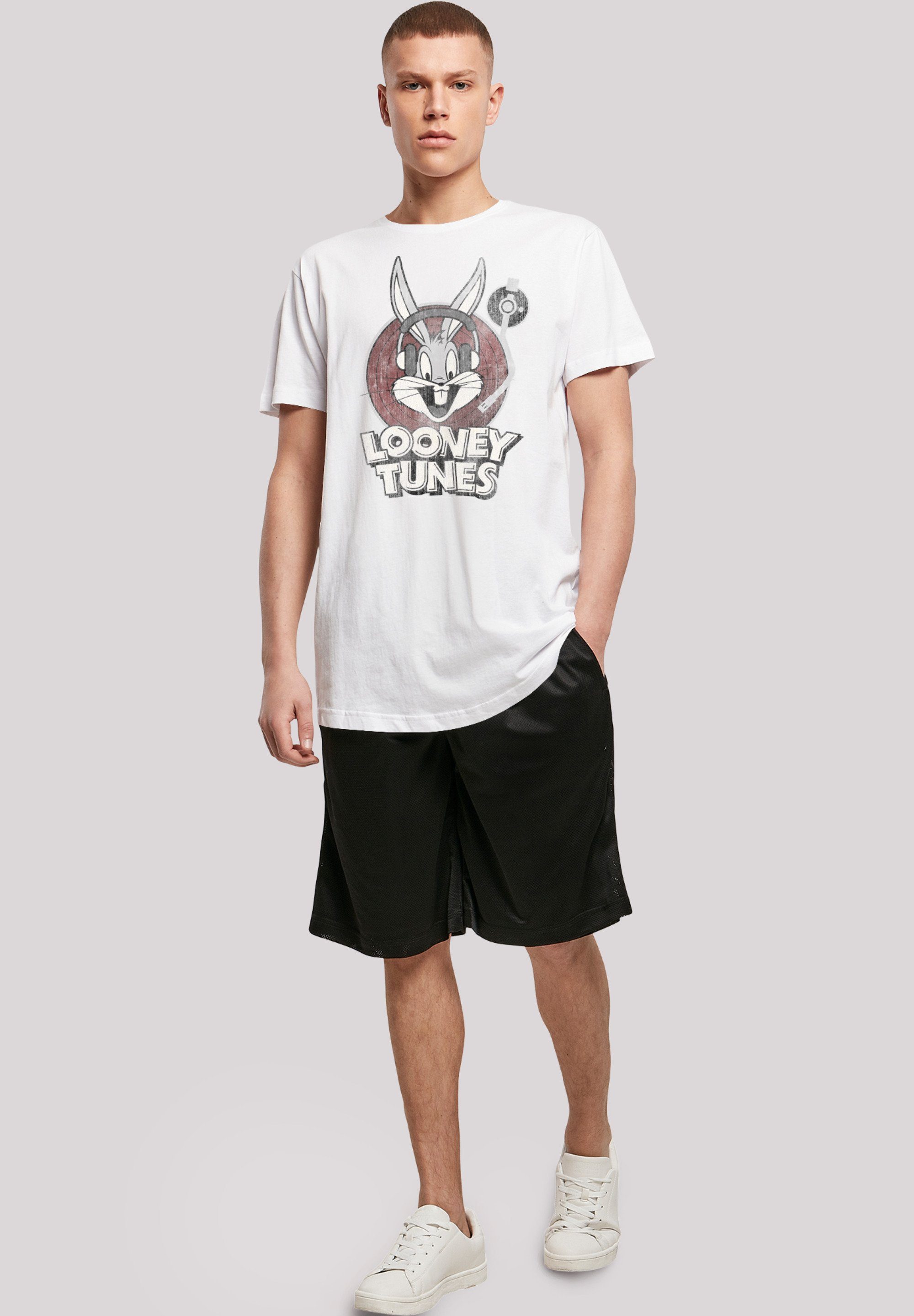 white Tunes Shaped Long F4NT4STIC Kurzarmshirt with Bunny Bugs Herren Tee Looney (1-tlg)
