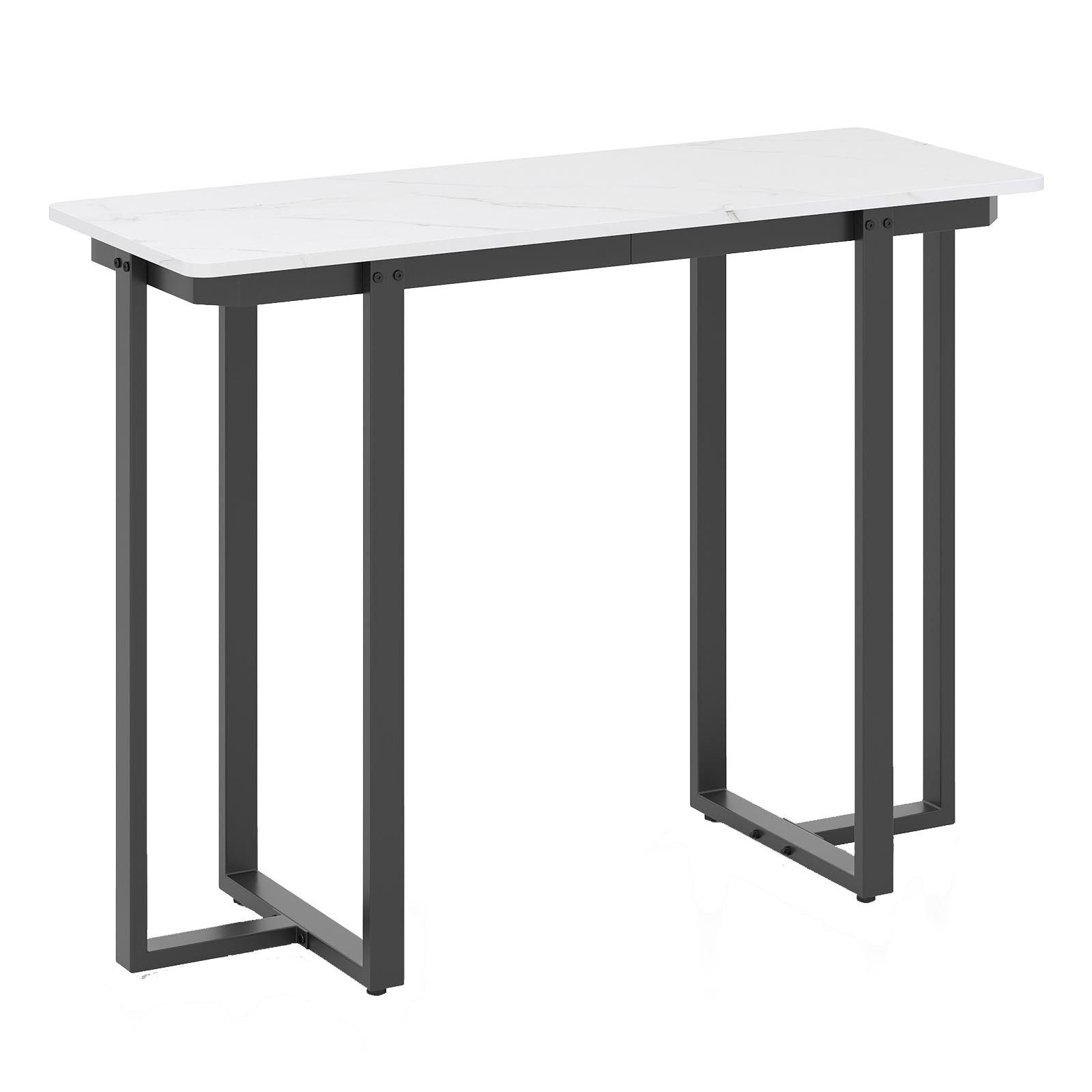 COSTWAY Konsolentisch (1-St), Eingangstisch Marmor mit geometrischem Metallrahmen gold