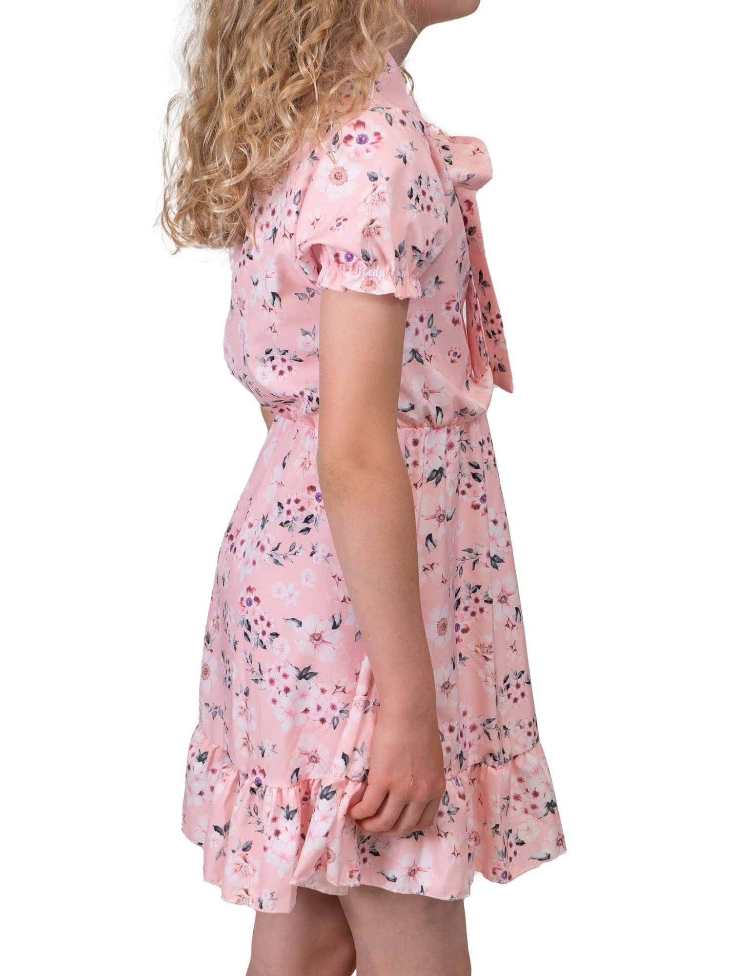 tragen Voant 30381 Altrosa KMISSO Stehkragen zu Ärmel (1-tlg) bequem Kleid Sommerkleid kurze Mädchen
