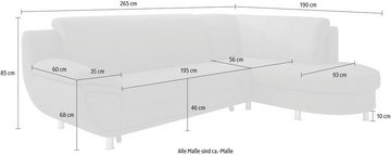 TRENDMANUFAKTUR Ecksofa, wahlweise mit komfortablem Federkern, wahlweise mit Bettfunktion