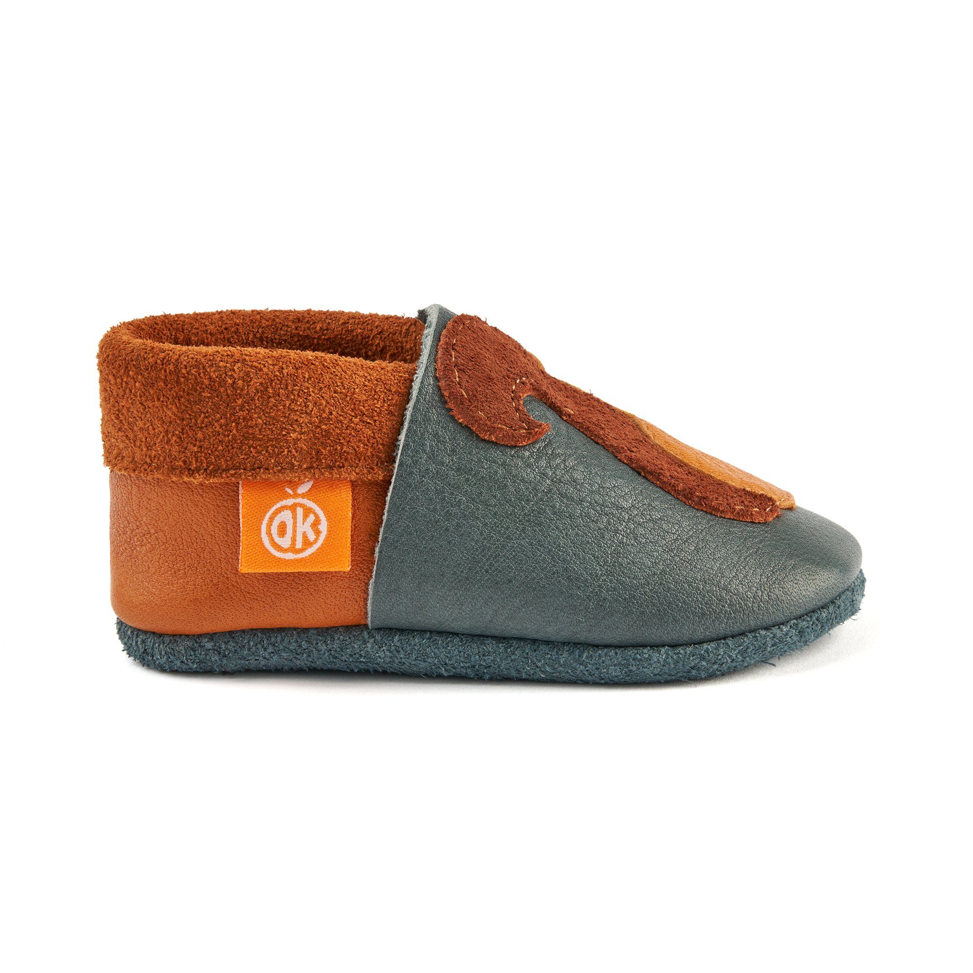 Orangenkinder® Knusper das Eichhörnchen Baby Krabbelschuh pflanzlich gegerbtes Leder, Made in Germany, atmungsaktiv