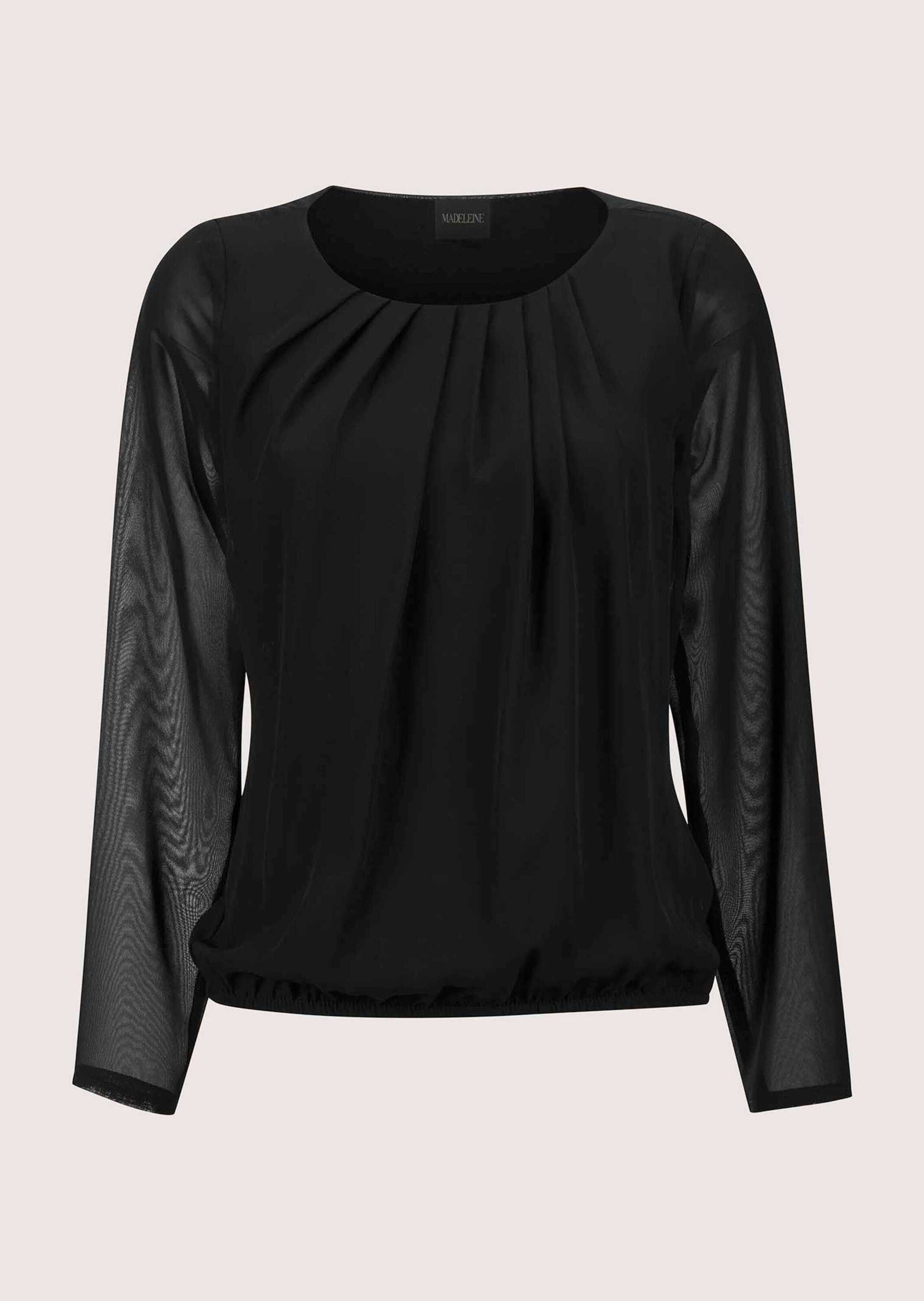 MADELEINE Langarmbluse Rundhals-Bluse mit transparenten Ärmeln günstig online kaufen