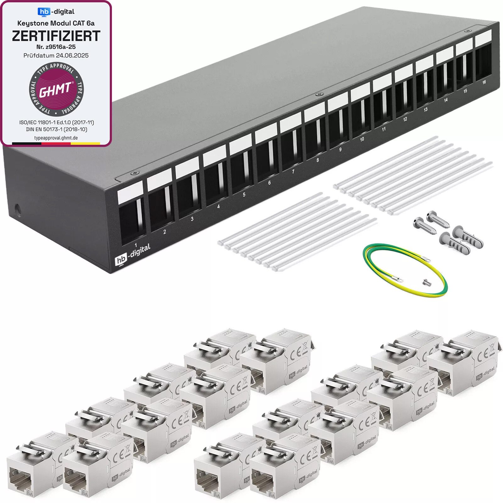 Patchpanel mit Keystone Cat 6a GHMT Netzwerk Patchbox Netzwerk-Panel