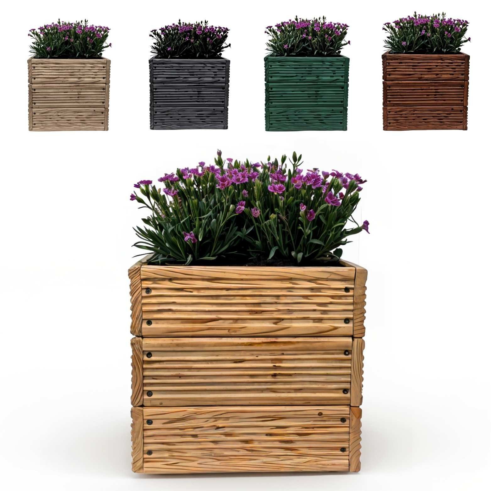 Floranica Übertopf Eckige Blumentopf Pflanzentopf Blumenkasten Kräutertopf (ohne Roller, 1 St., Natur), für drinnen und draußen - für Garten, Balkon, Terrasse und Wohnräume