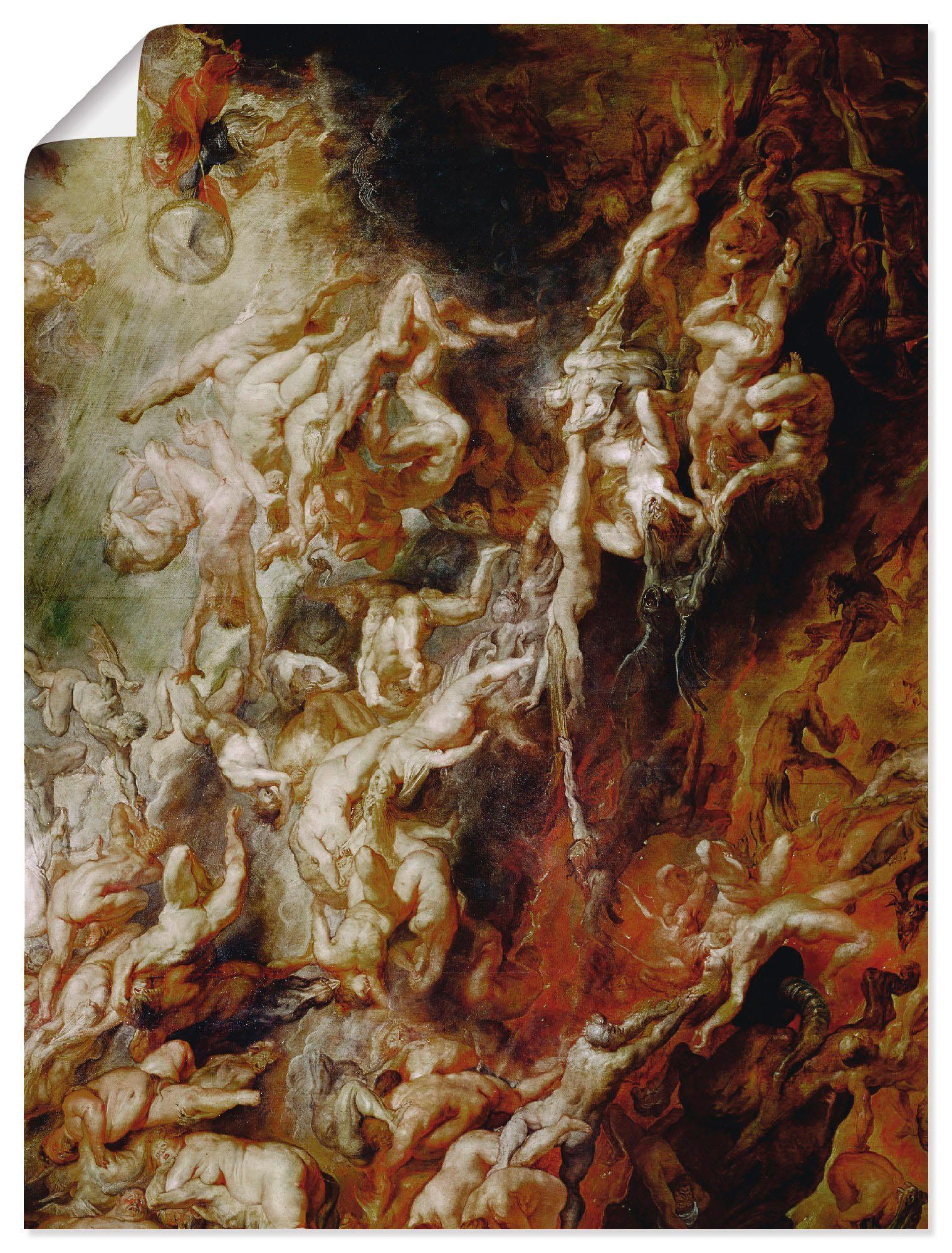 Artland Wandbild Höllensturz der Verdammten, klassische Fantasie (1 St), als Leinwandbild, Wandaufkleber oder Poster in versch. Größen braun