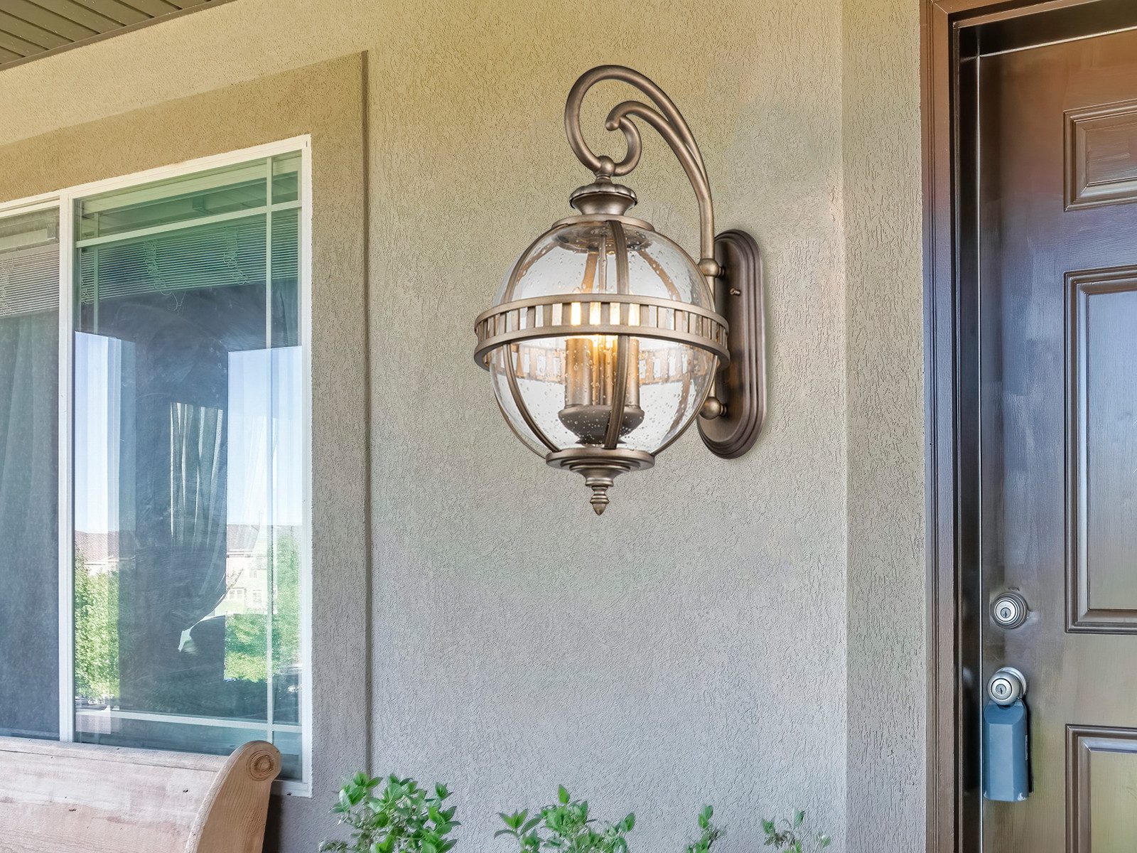 Kichler LED Außen-Wandleuchte, LED wechselbar, warmweiß, Fassadenbeleuchtung Haus-wand & Garten-leuchten mit Strom, Höhe 49cm