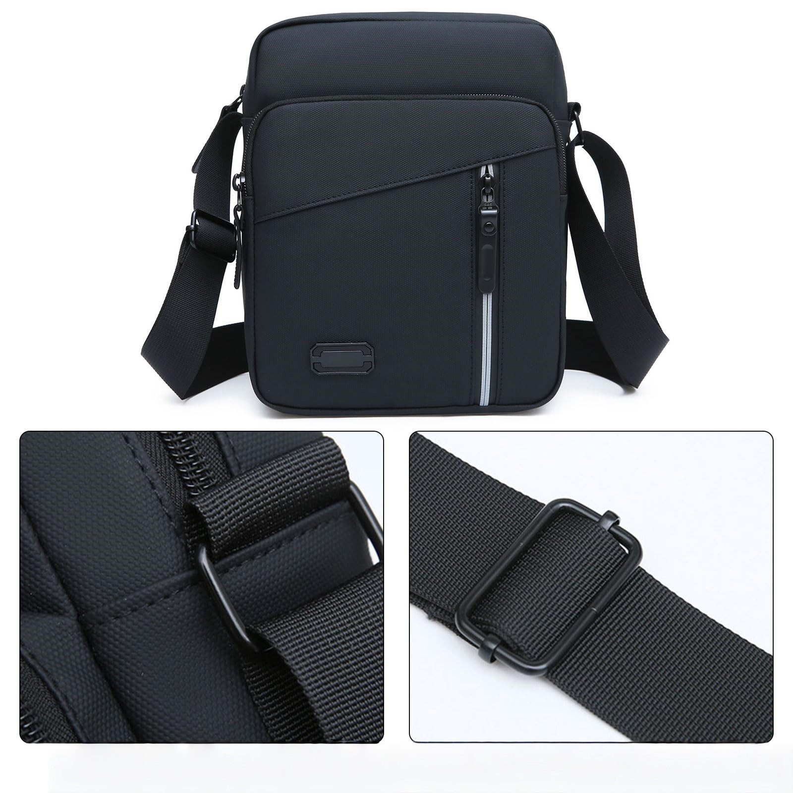 Zaewry Schultertasche Oxford Herren Tasche,Umhängetasche, Herrentasche Zum Umhängen (Verstellbarer Schultergurt Wasserdichtes Mit reflektierenden Streif), Cross – Bild 5 von 5