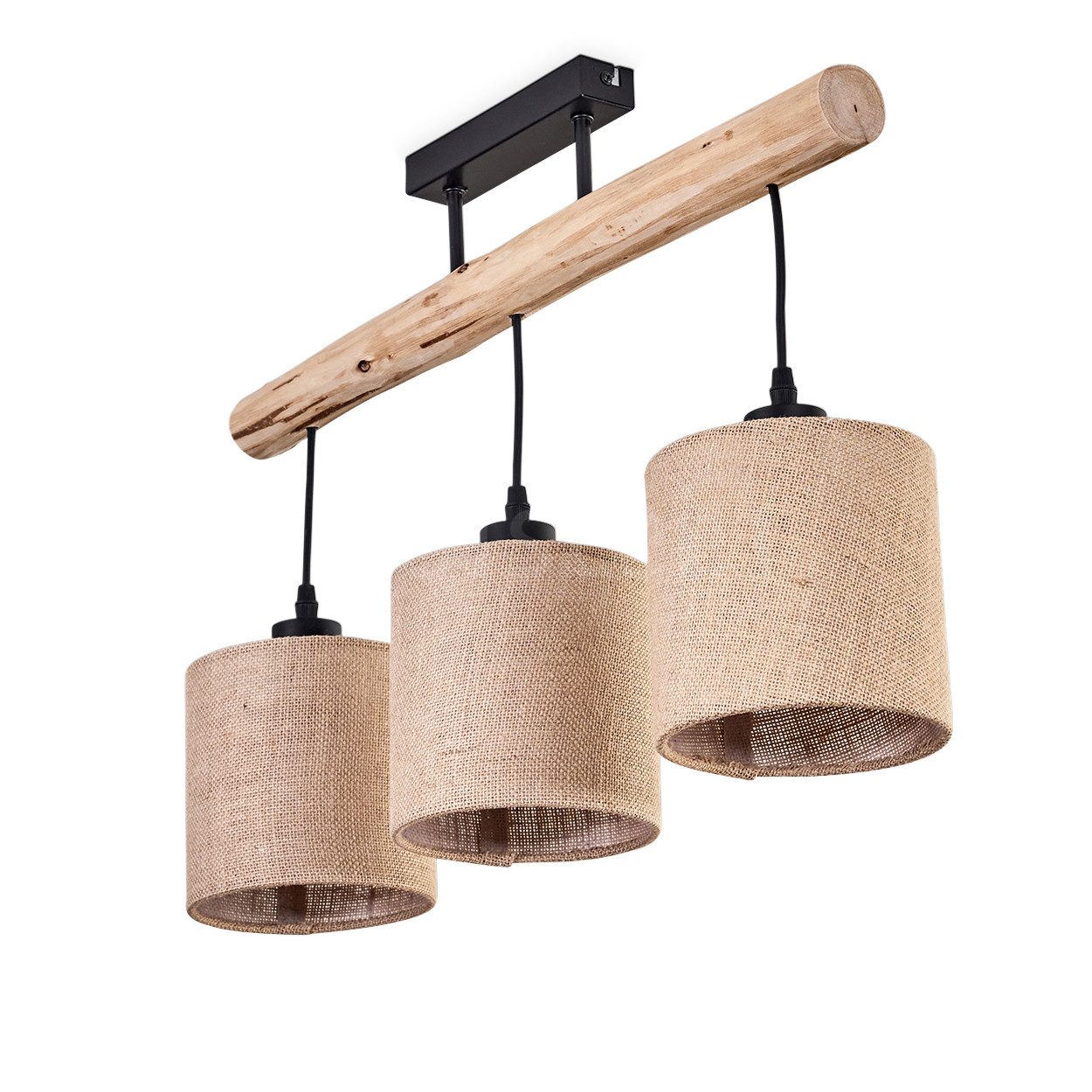 hofstein Deckenleuchte moderne Deckenlampe aus Holz/Metall/Leinen günstig online kaufen
