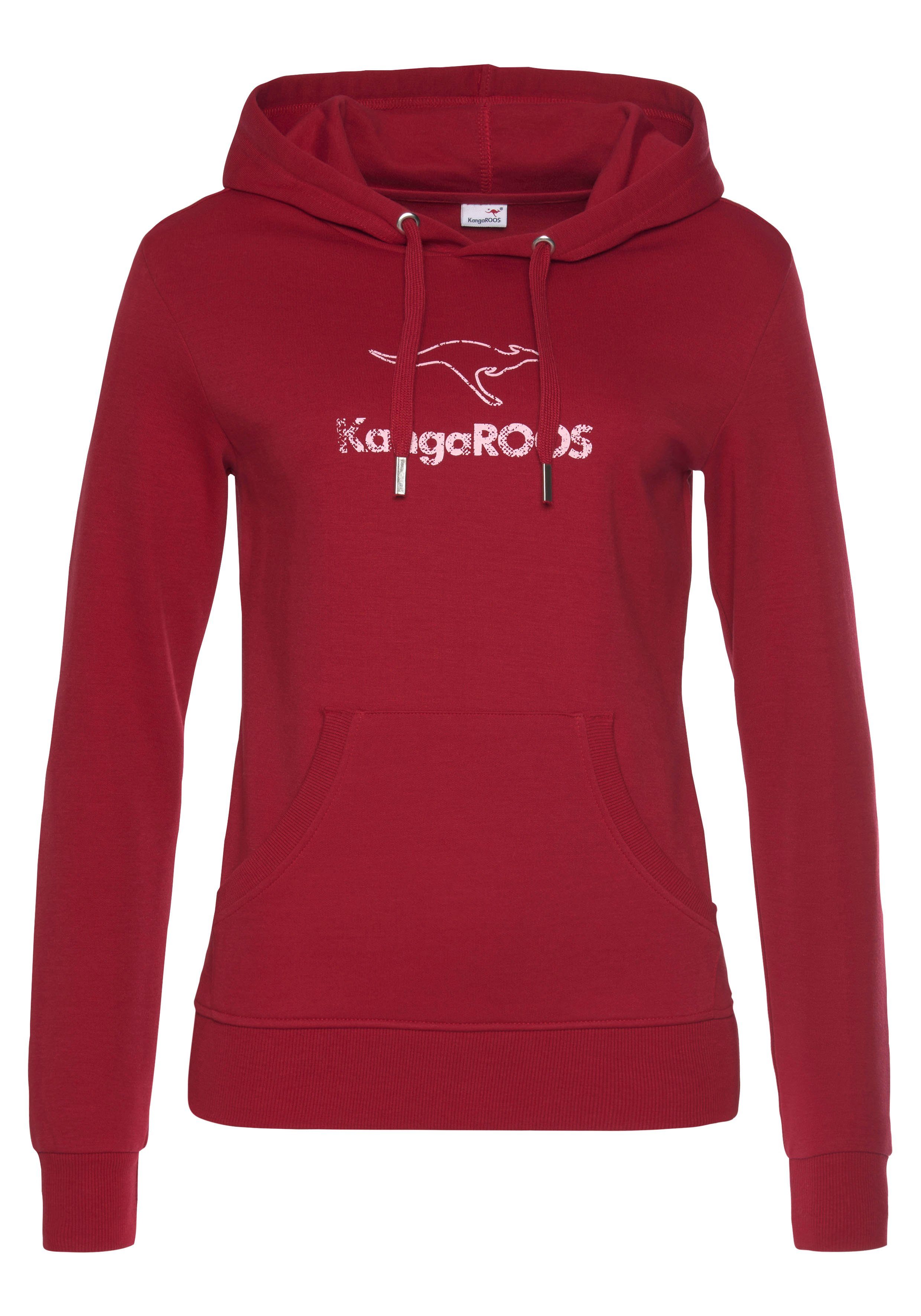 KangaROOS Loungewear, Loungeanzug mit rot Kängurutasche, Hoodie