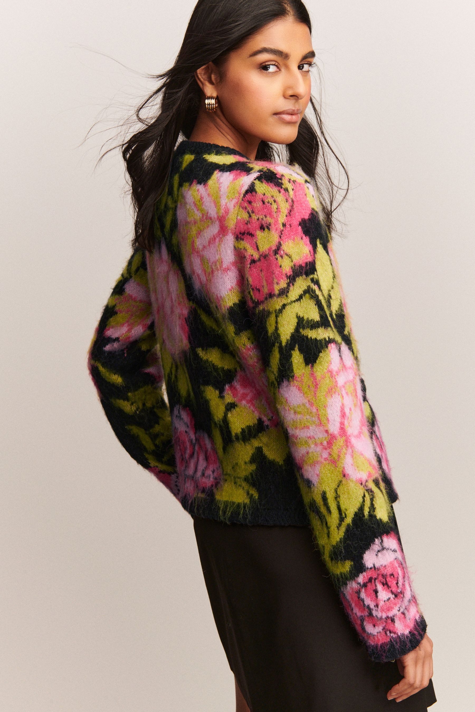 Next Strickjacke Angeraute Strickjacke mit Blumenmuster (1-tlg) günstig online kaufen