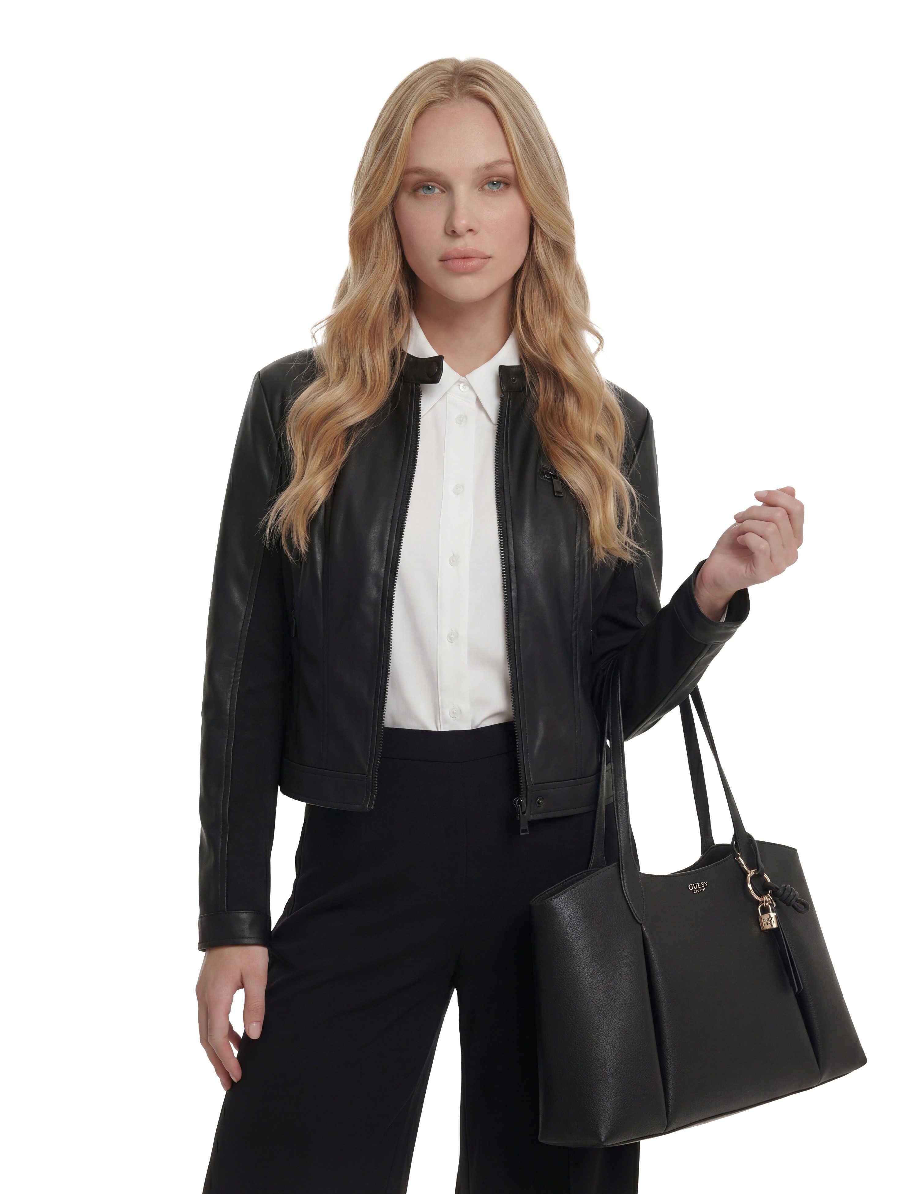 Guess Shopper MELODY 2 IN 1 TOTE (Set, Herausnehmbare Innentasche, abnehmbarer Schlüsselanhänger), Damen Handtasche, Schultertasche mit goldfarbener Logo-Applik – Bild 2 von 5