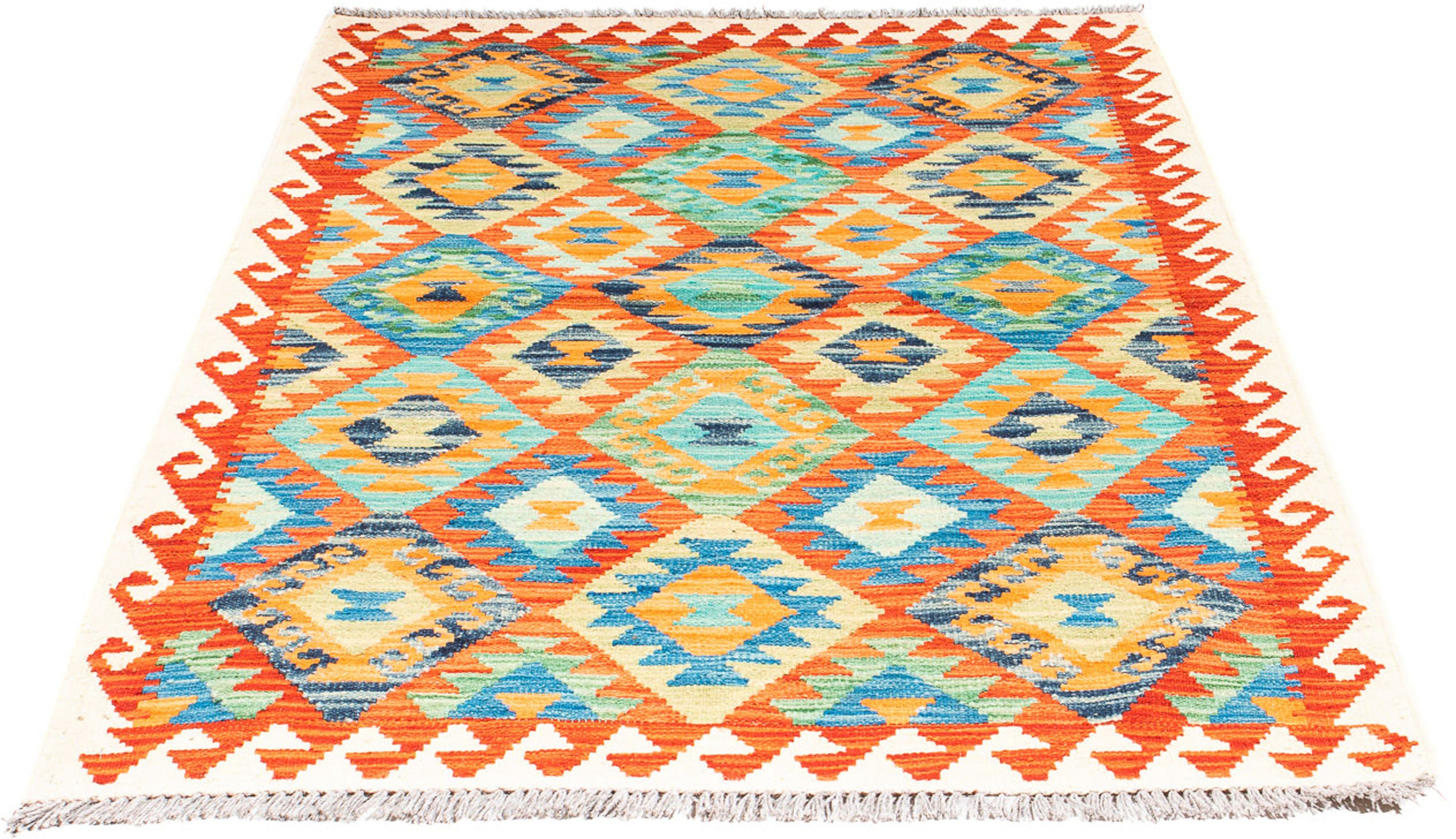 Wollteppich Kelim - Splash - 153 x 102 cm - mehrfarbig, morgenland, rechteckig, Höhe: 4 mm, Wohnzimmer, Einzelstück