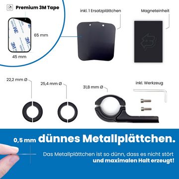 Bauer United Bauer United Universal 2.0 Handyhalterung Fahrrad Magnet, Made in Germany, robuste Magnethalterung für E Bike, Motorrad, E Scooter und Kinderwagen, Fahrrad Handyhalterung Magnet für jedes Handy Smartphone-Halterung, (Magnetisch, Stabil, Schlicht)