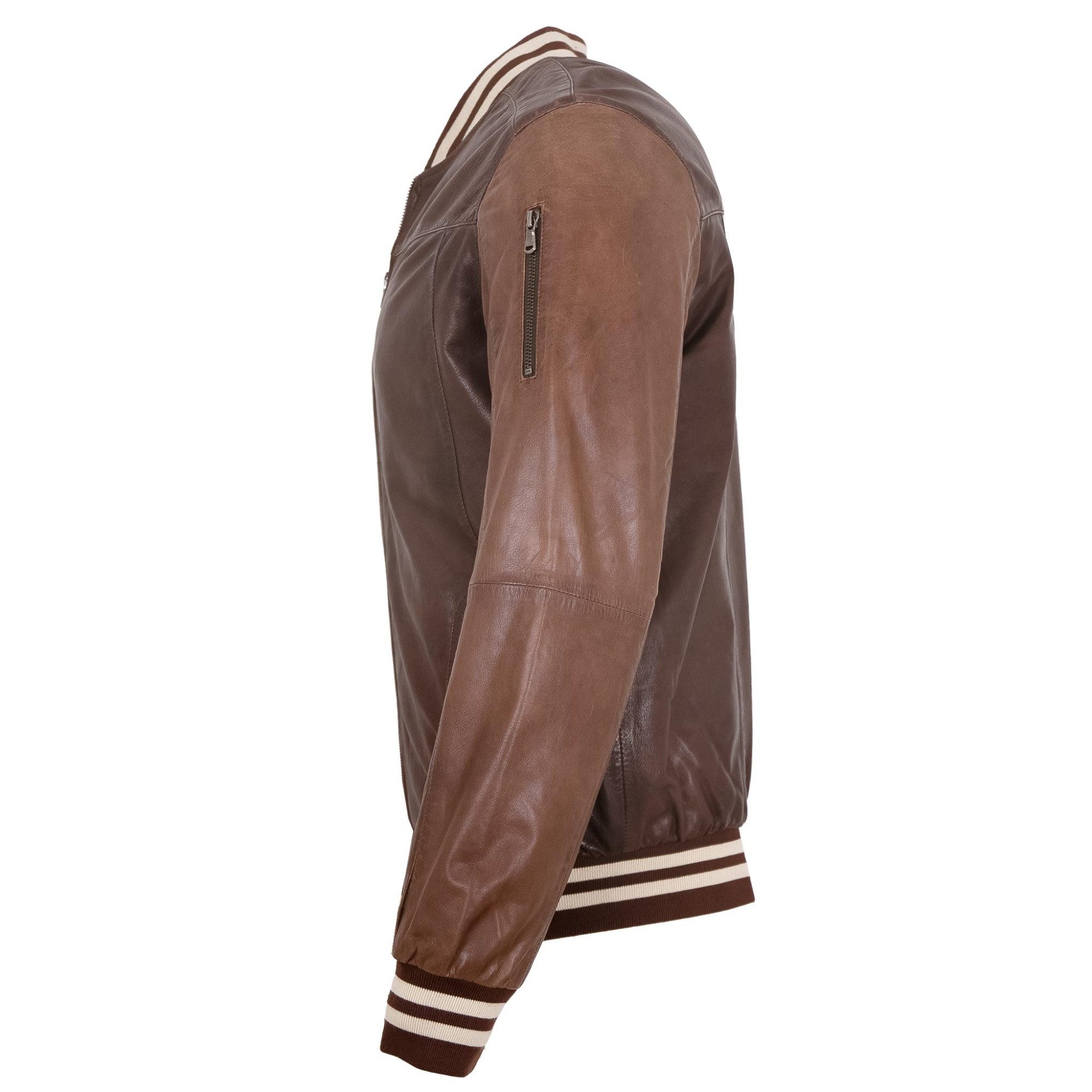 Maddox Lederjacke HJM-89 Collage MADDOX - Herren Lederjacke Blouson Lammnappa dunkelbraun