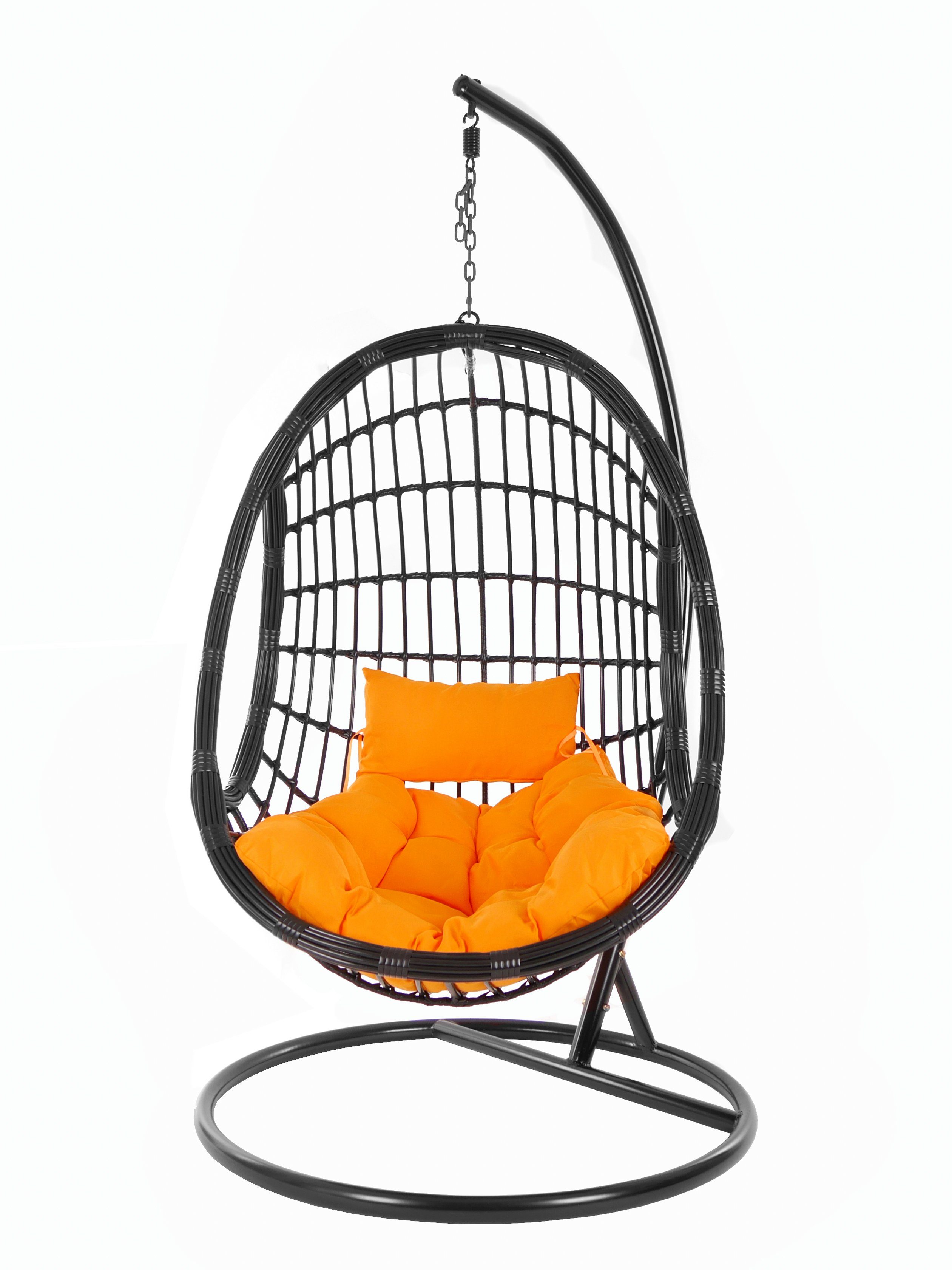 KIDEO Hängesessel PALMANOVA black, Swing Chair, Kissen, edles Loungemöbel, Design Gestell tangerine) schwarz, orange Hängesessel Schwebesessel, und (3030 mit