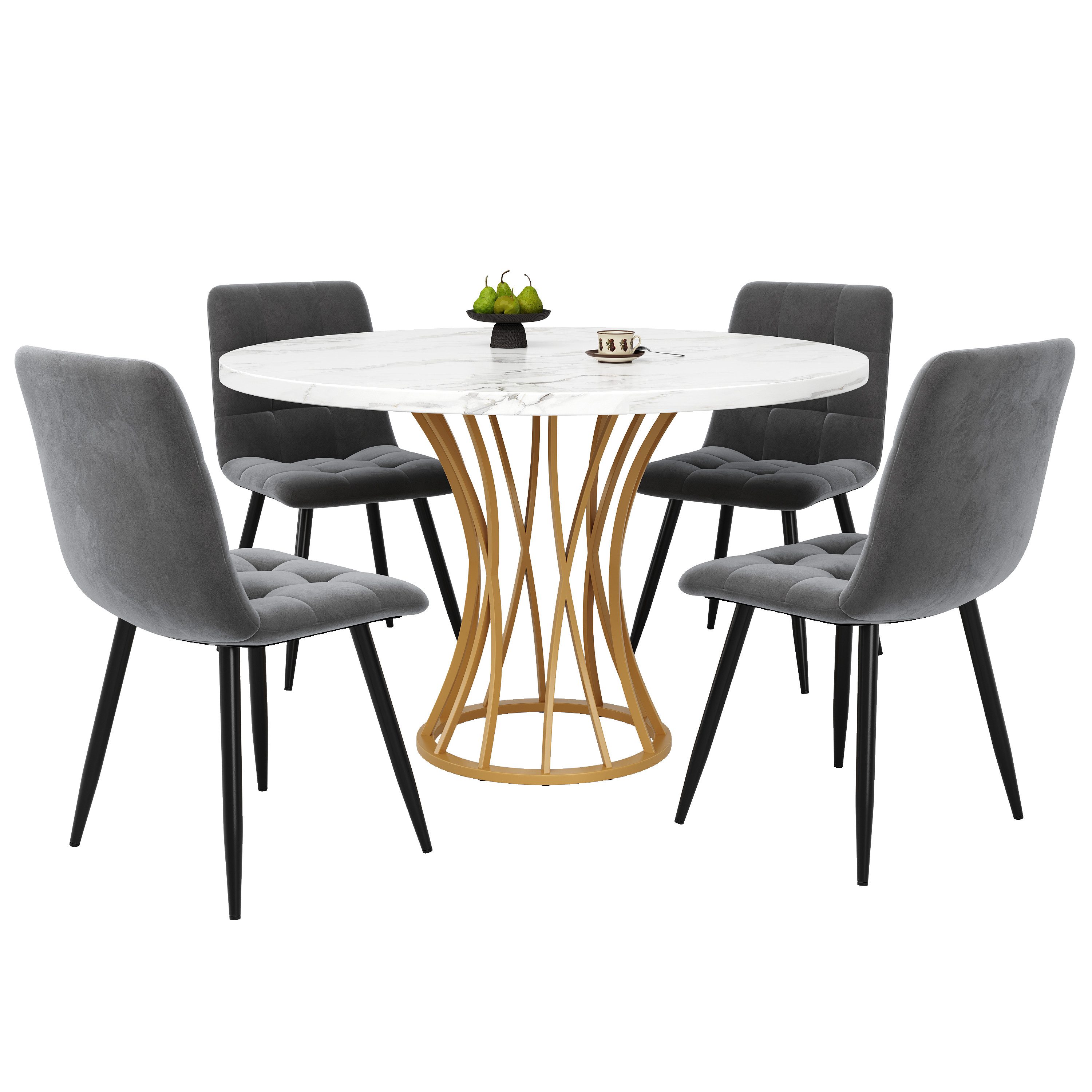 OKWISH Essgruppe Esstisch mit 4 Stühlen, günstig online kaufen
