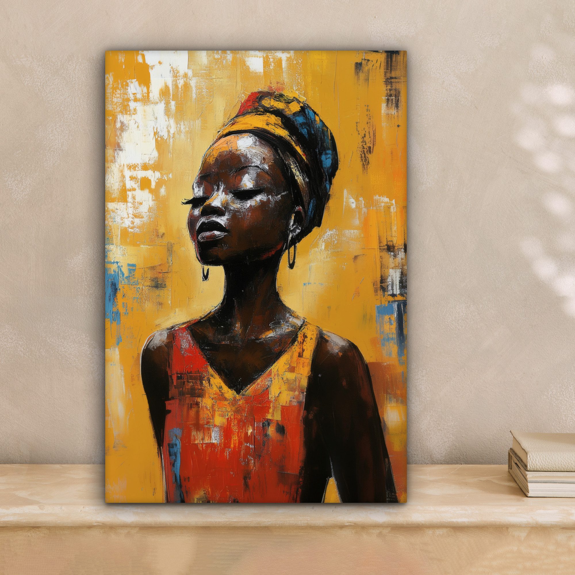 OneMillionCanvasses® Leinwandbild Frau - Augen - Pinselstriche - Gelb, Foto günstig online kaufen