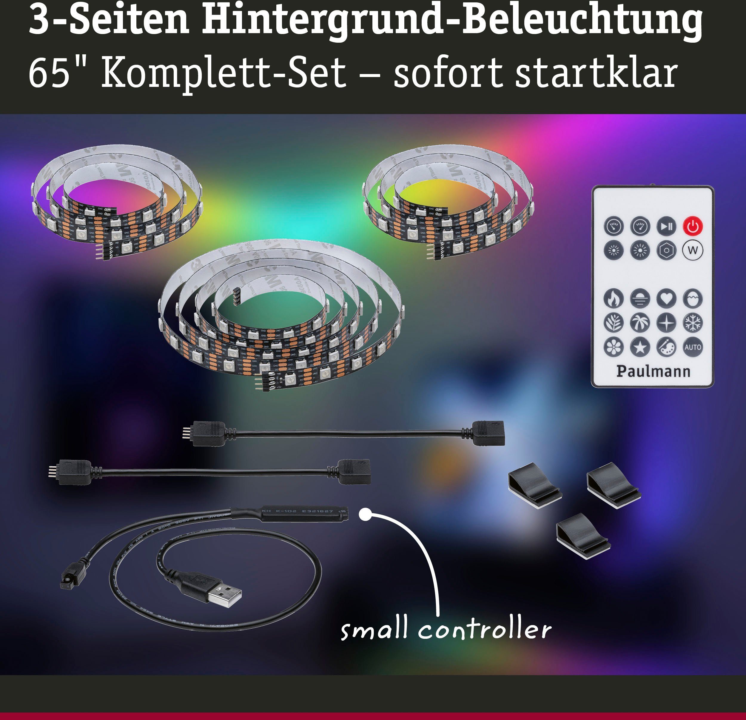 Rainbow 1-flammig RGB TV-Beleuchtung Dynamic Paulmann 65 Strip USB LED-Streifen 2,4m LED 4W, Zoll