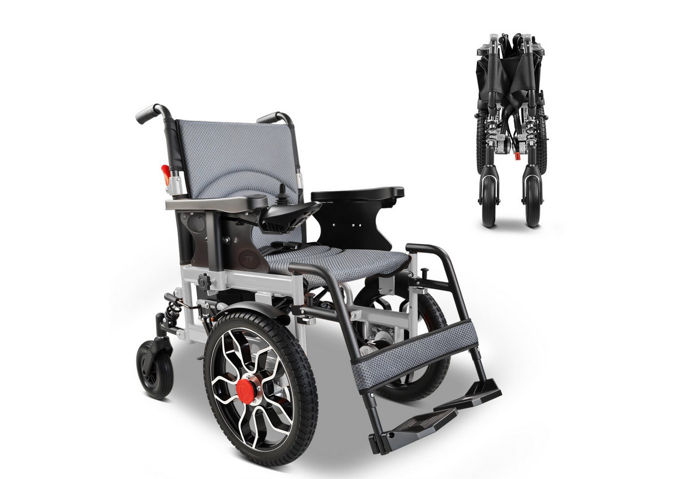 Vankel Elektrorollstuhl klappbar leicht elektr. Rollstuhl 500W, max.20 km max.150 kg, mit 360°-Joystick, 12° Steigfähigkeit & Anti-Kipp-Rädern