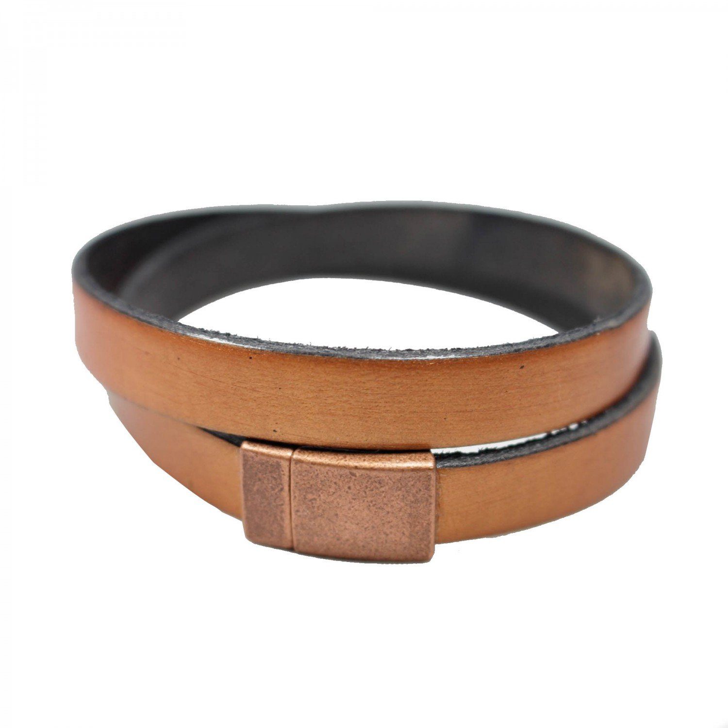 Armband Lederarmband Damen kupfer metallic, Lederschmuck