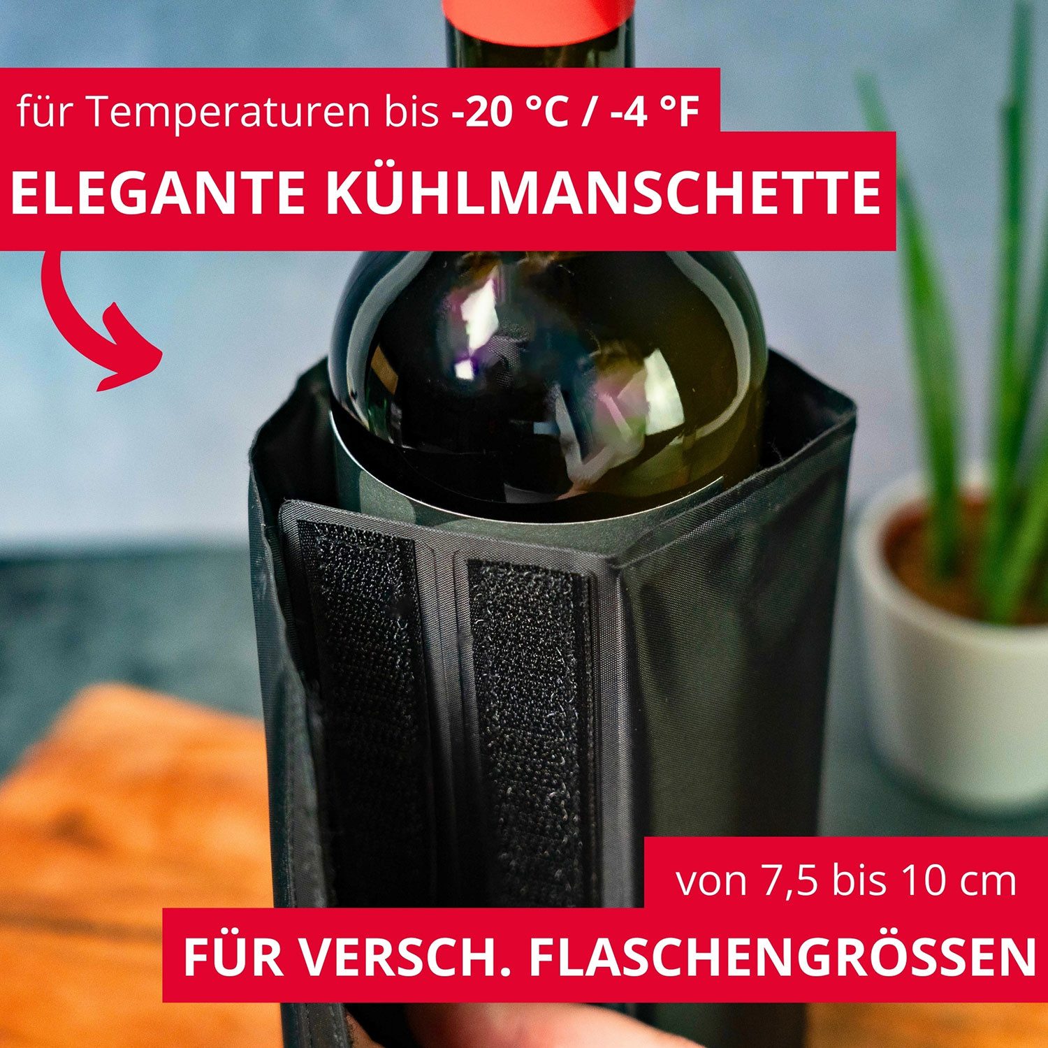 WESTMARK Kühlmanschette für Flaschendurchmesser von 7,5 bis 10 cm, Kühlt bis zu 2 h, Frigus