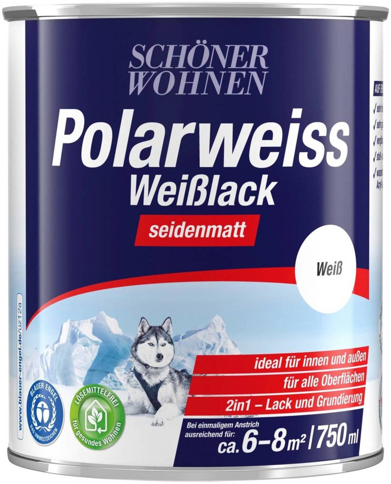 SCHÖNER WOHNEN FARBE Lack Polarweiss Weißlack / 9426, Stoß- und Kratzfest, Vergilbungsbeständig