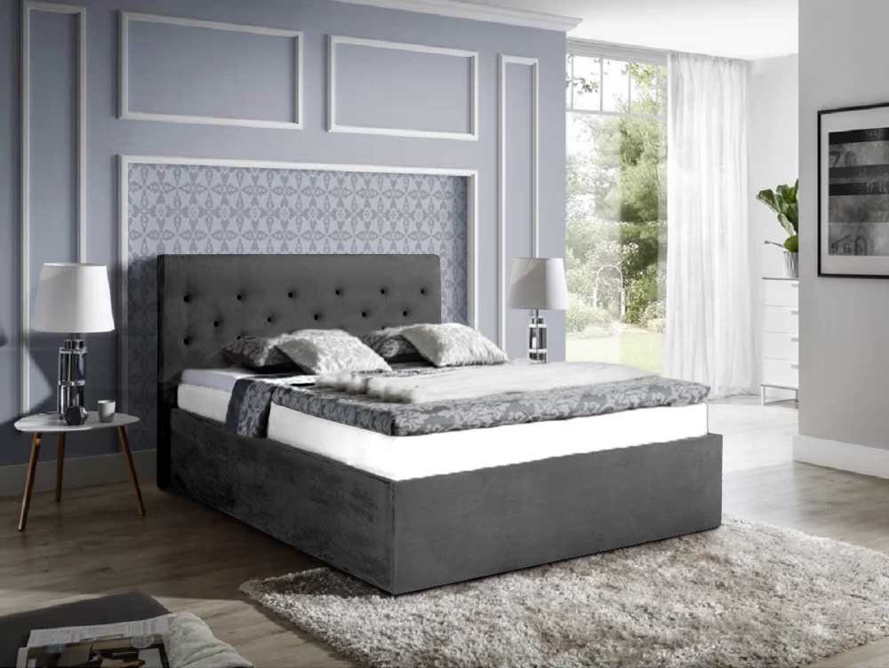 Halmon Schlafkomfort Betten Polsterbett Sandro (Wahlweise mit oder ohne Matratze), Mit Polsterknöpfe im Kopfteil, in 6 Größen und 5 modernen Farben