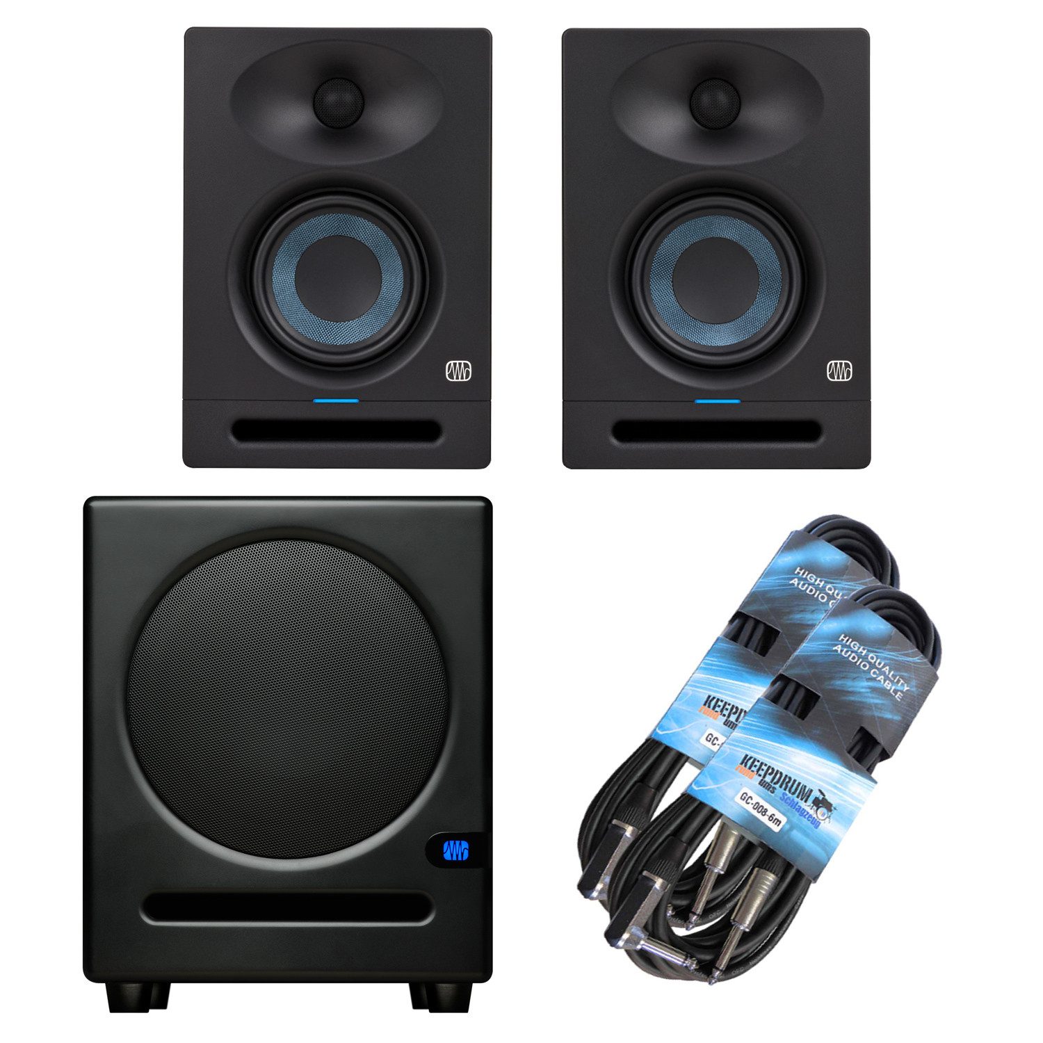 Presonus Eris Studio 4 mit Eris Sub 8 BT Subwoofer Lautsprecher (Bluetooth, 50 W, mit Klinkenkabel)