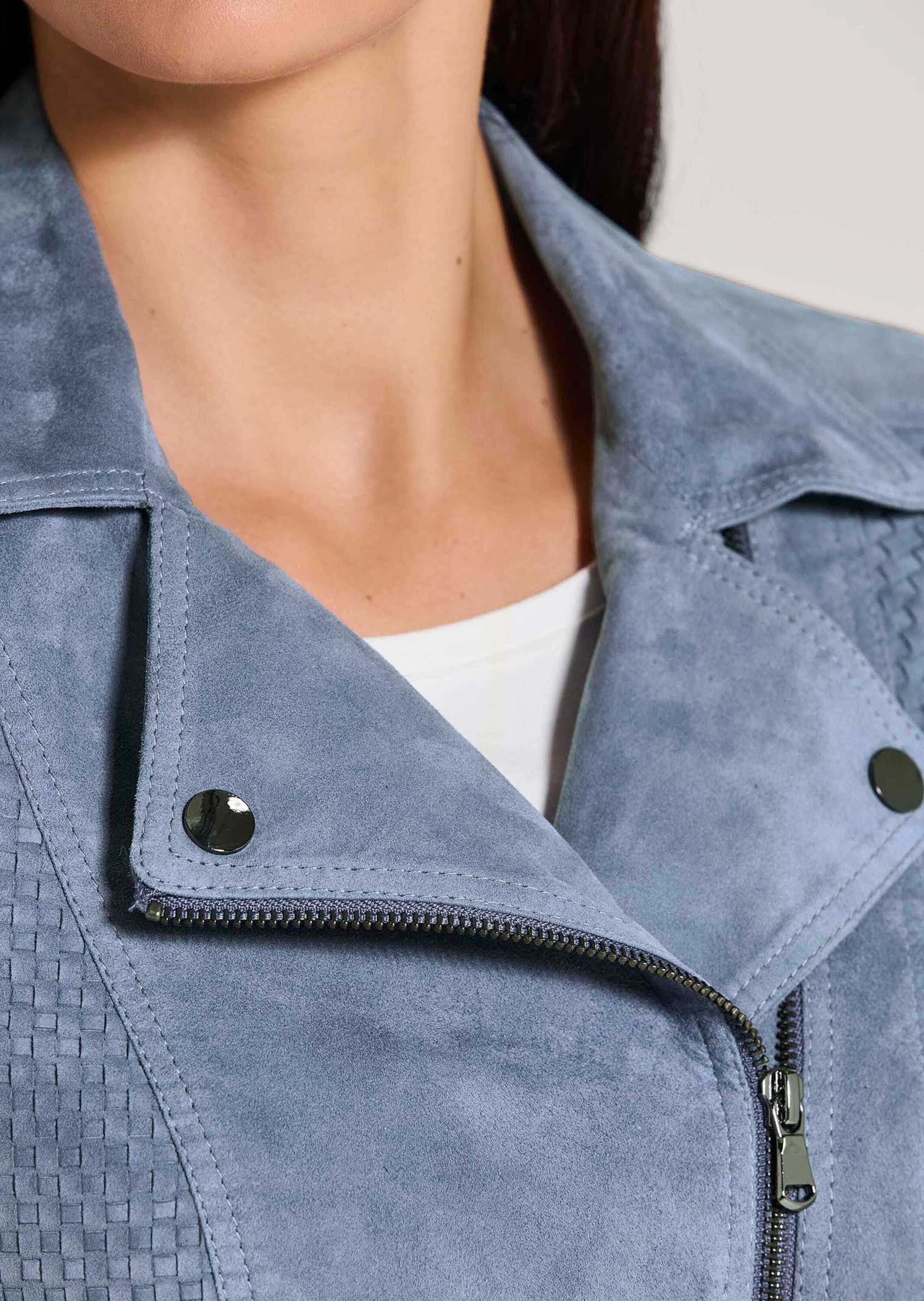 MADELEINE Lederjacke Kurze Bikerjacke aus softem Ziegenvelours – Bild 4 von 5