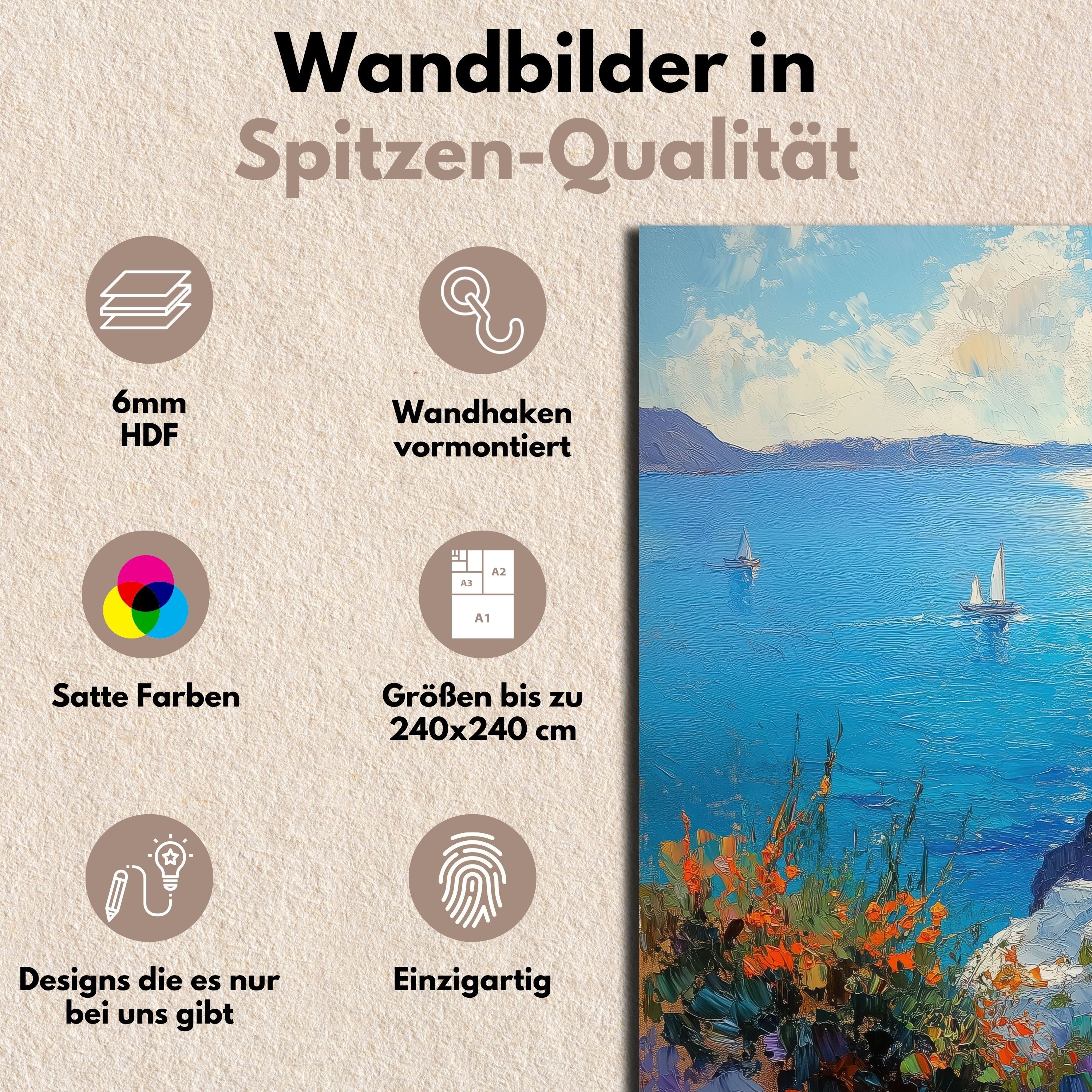 DARO Design Leinwandbild Modern Abstrakt Wandbilder XXL Wandbild Wand Deko Leinwand Bilder, (Santorini - Bild Groß Wohnzimmer Schlafzimmer Küche Esszimmer Einteilig Querformat Fotodruck Leinwände Wanddeko Abstrakte Kunst Boho), 30x20cm