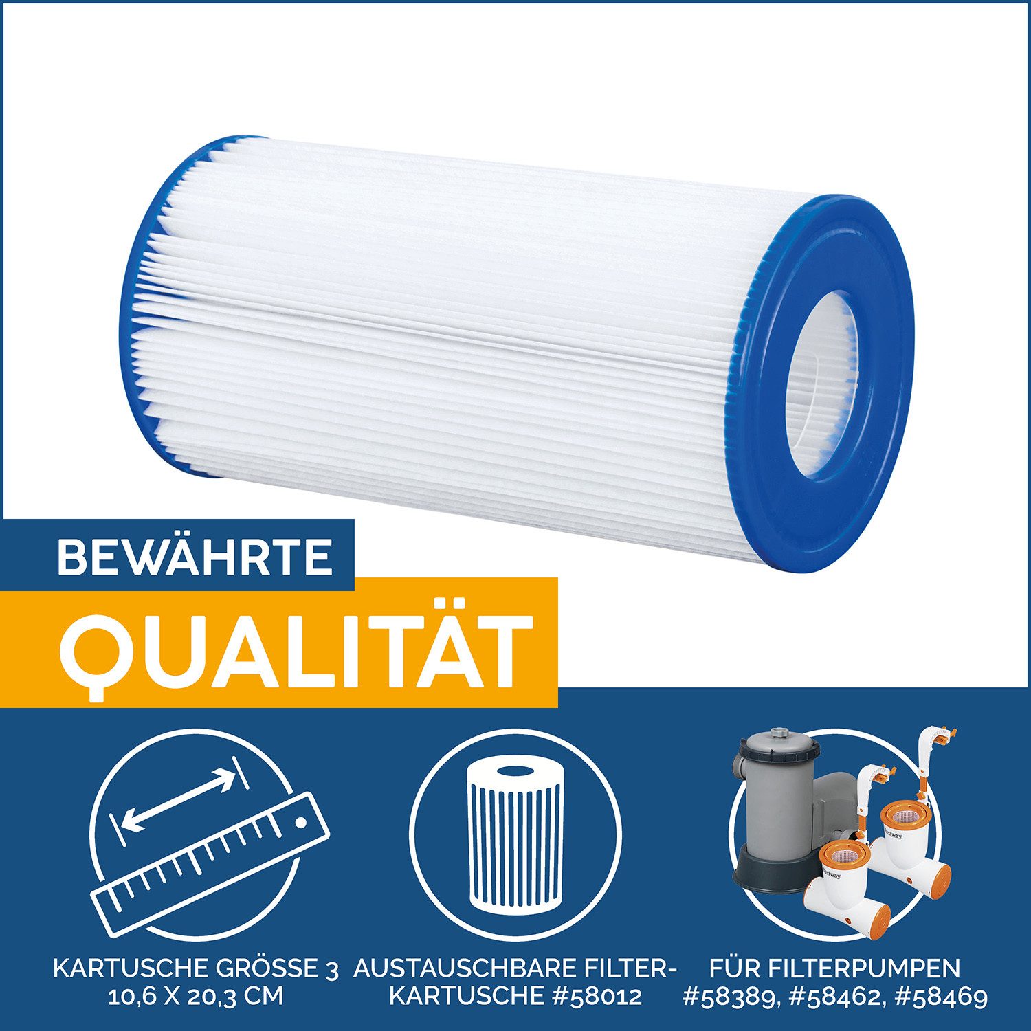 Bestway Pool-Filterkartusche Größe 3, Zubehör für Kartuschen-Filterpumpen, Feine Lamellenstruktur