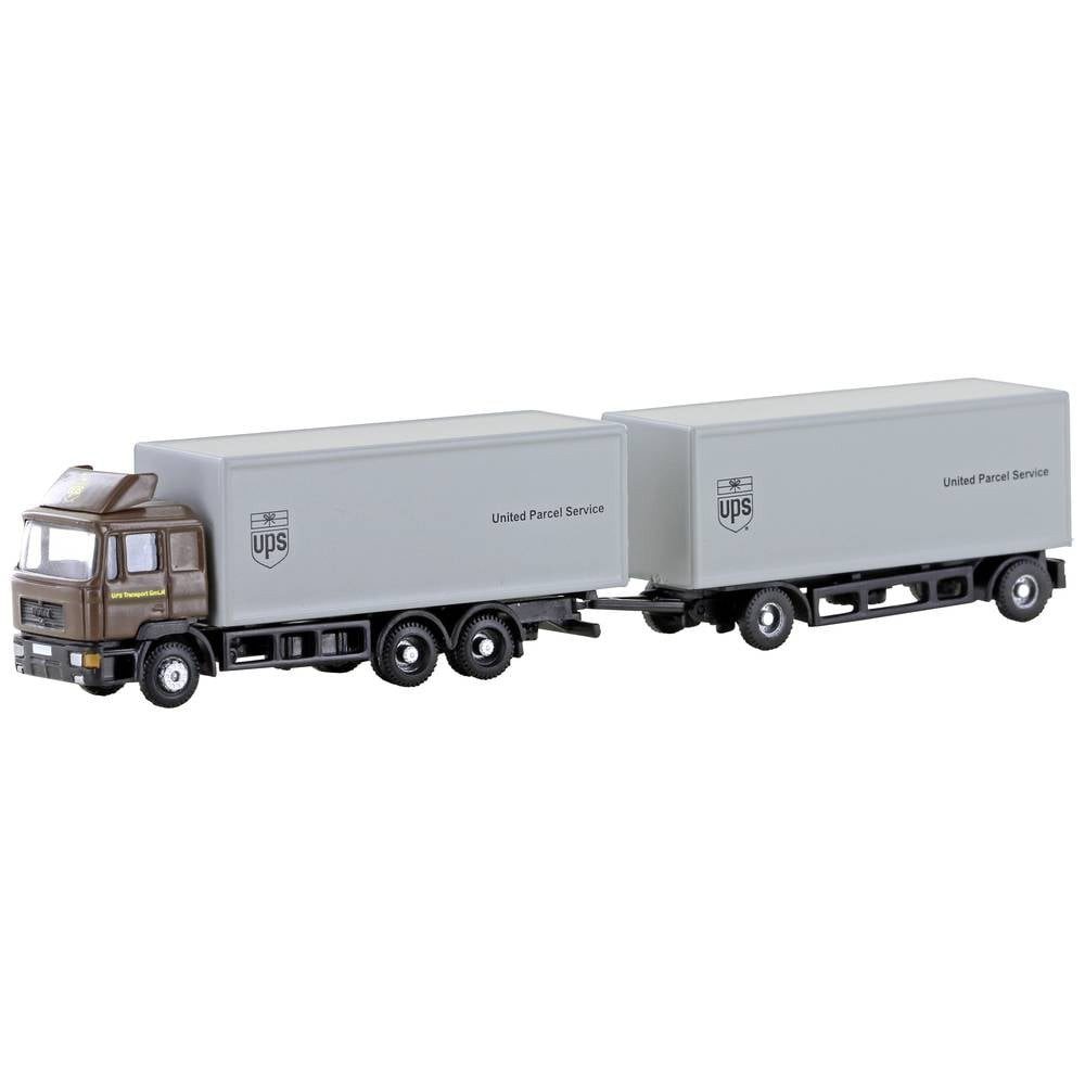 Modelleisenbahn-Straße N MAN F90, 3-achs Koffer-Hängerzug UPS