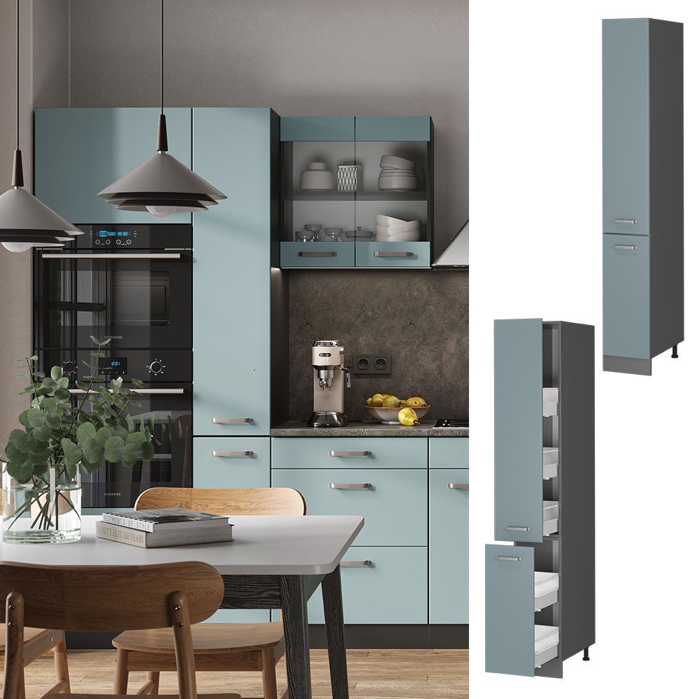 Vicco Hochschrank R-Line, Blau-Grau/Anthrazit, 30 cm günstig online kaufen