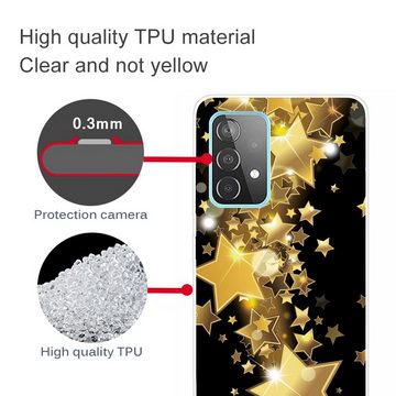 Wigento Handyhülle Für Samsung Galaxy A32 5G Silikon Case TPU Motiv Gold Star Schutz Muster Tasche Hülle Cover Etuis Zubehör