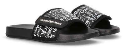 Calvin Klein Jeans AOP POOL SLIDE Badepantolette, Sommerschuh, Schlappen, Badeschuh, Poolslides mit Logoschriftzügen