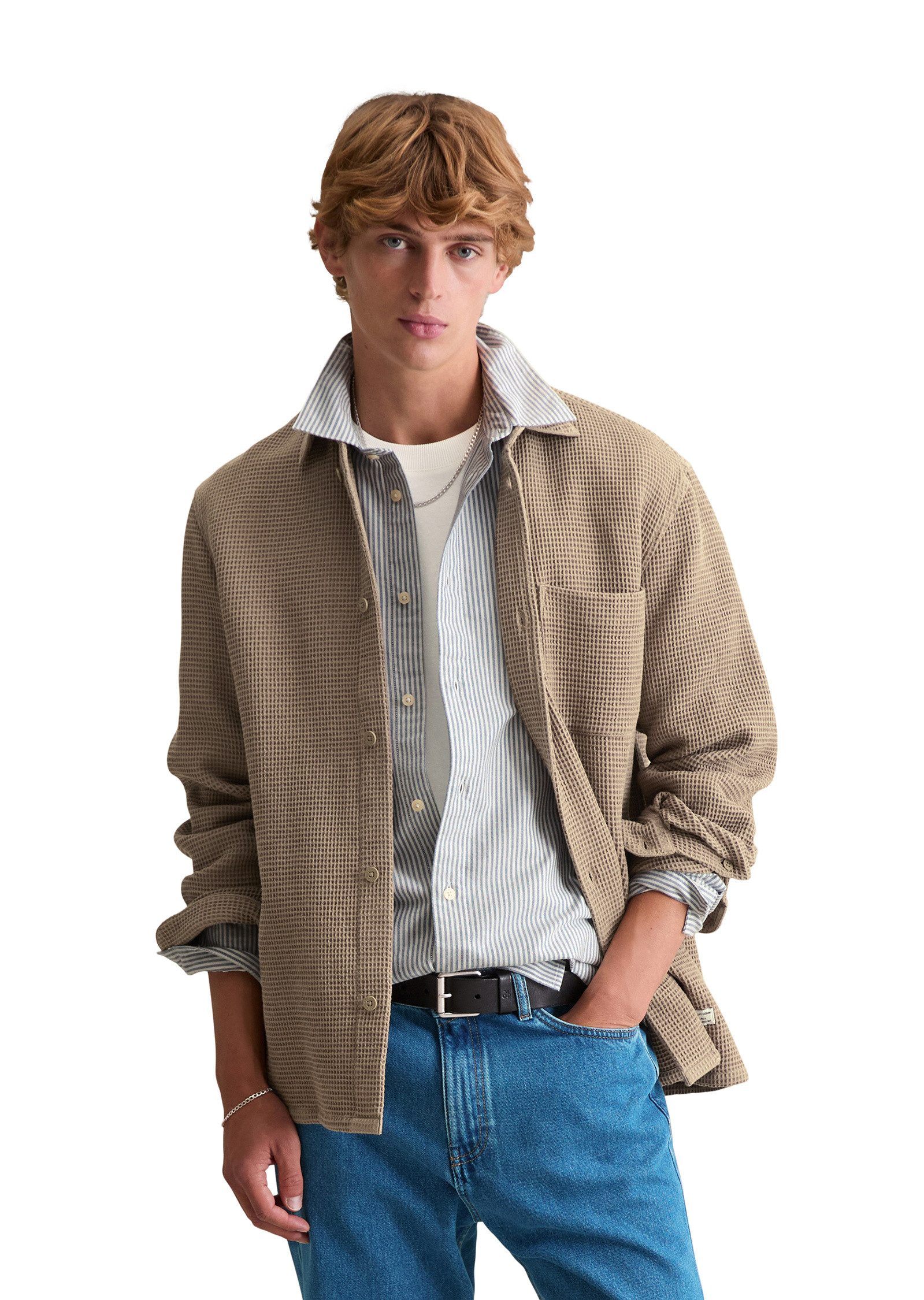 Marc O'Polo DENIM Langarmhemd mit Waffelstruktur