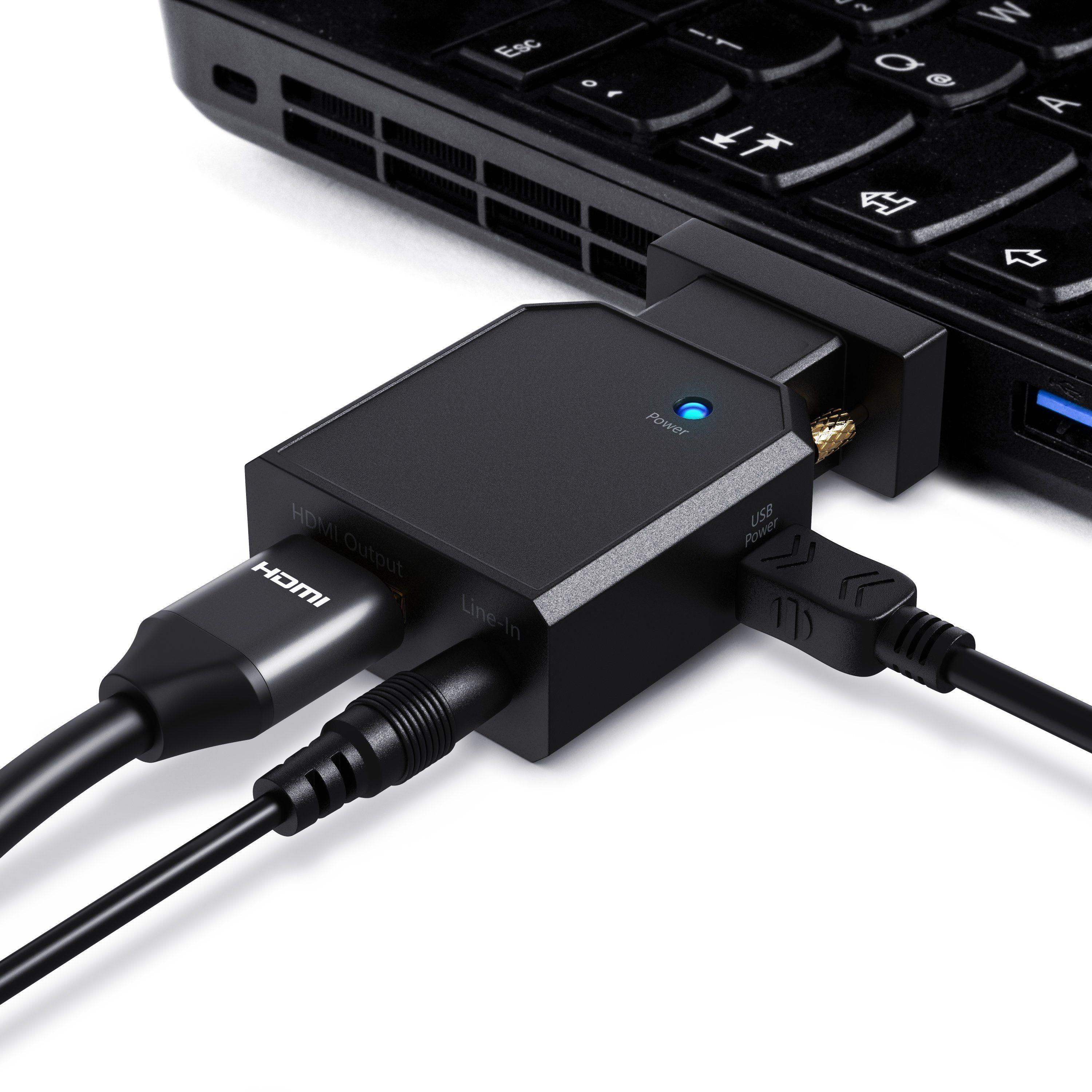CSL Video-Adapter VGA, 3,5-mm-Klinke zu HDMI Typ A, 1080p VGA zu HDMI Video-/Audio Konverter