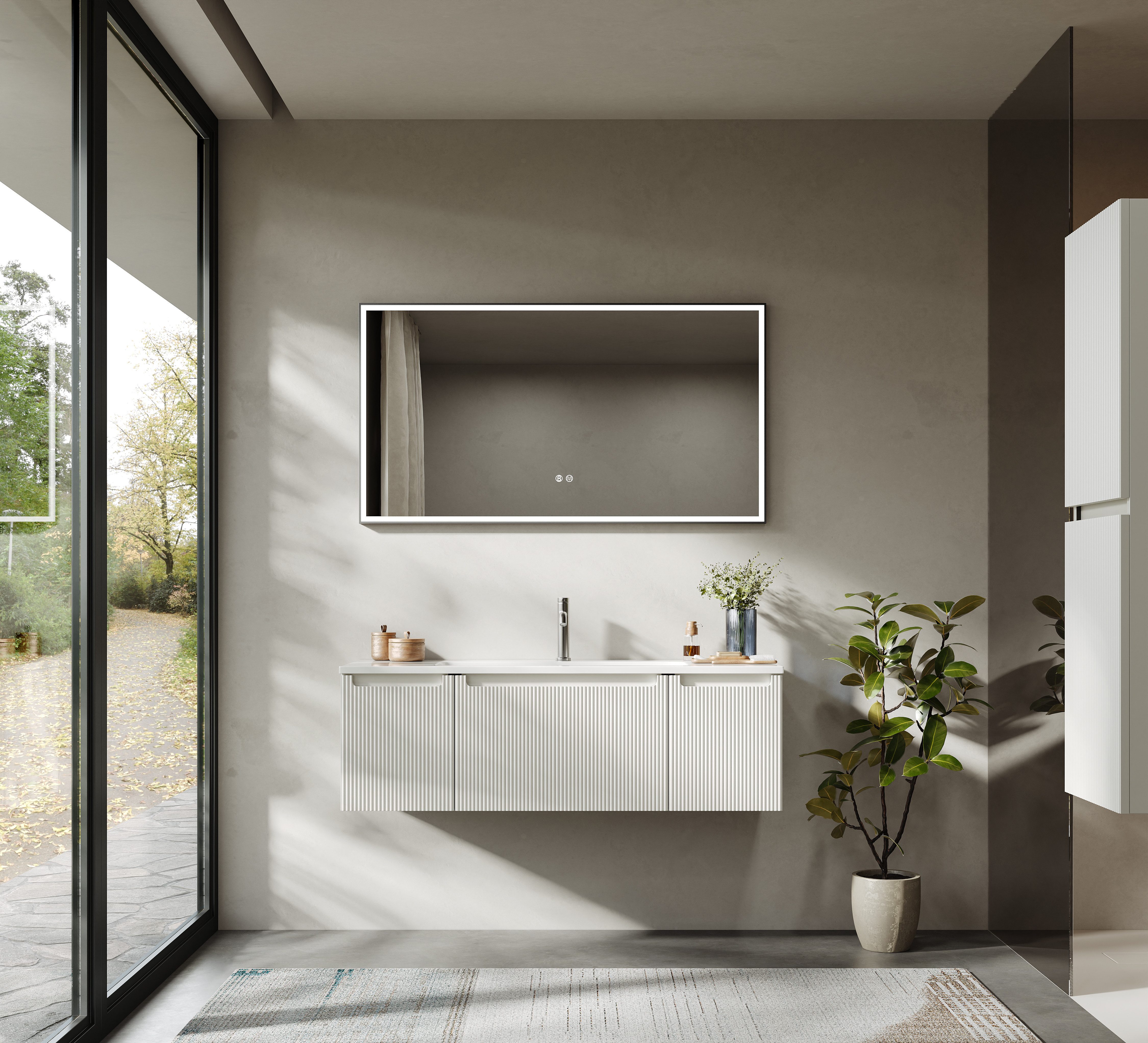 BRIDGE BENO Badmöbel-Set 120 cm Wand-Waschtisch mit Mineralguss-Waschbecken günstig online kaufen