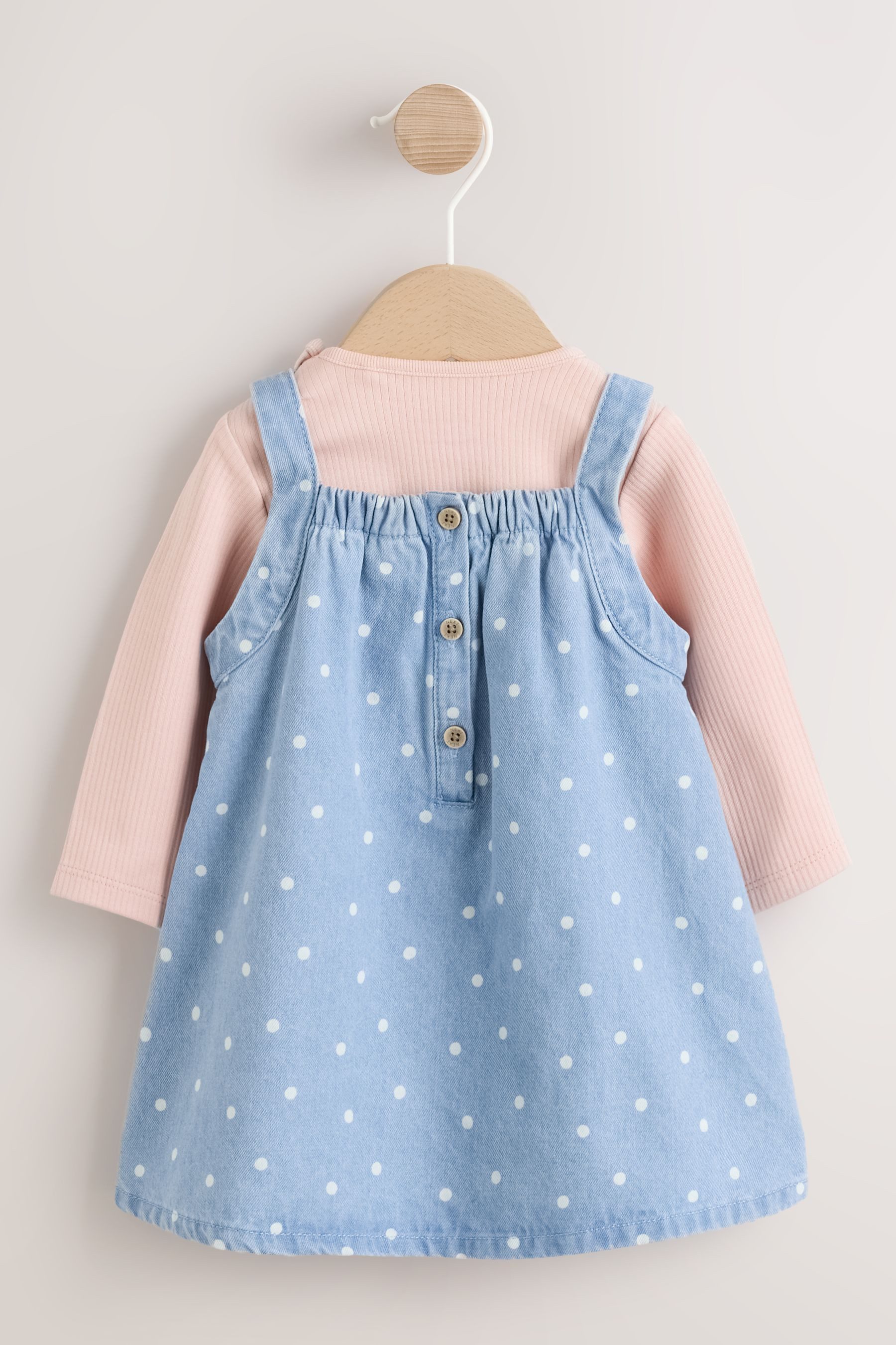 Next Latzkleid 3-teiliges Baby-Set: Kleid, Body und Strumpfhose (3-tlg) – Bild 2 von 5
