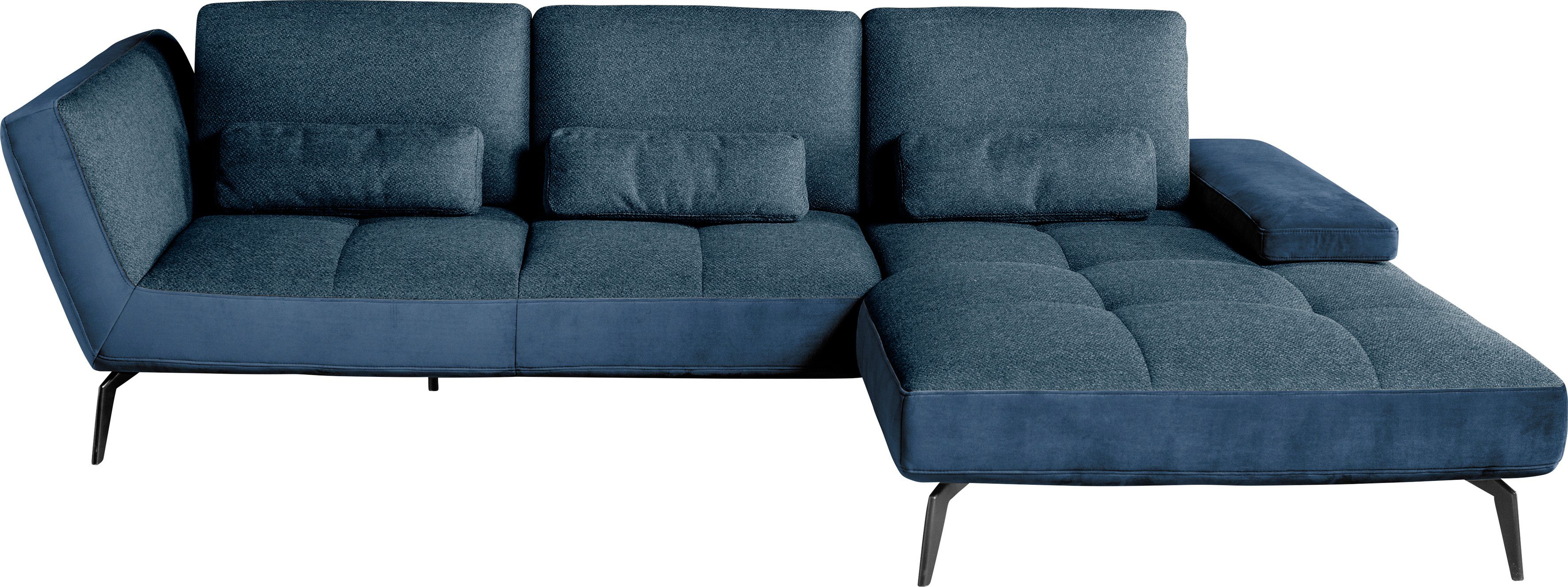 set one by Musterring Ecksofa 4300, und SO dunkelblau49/blau81 Nierenkissen inklusive Sitztiefenverstellung