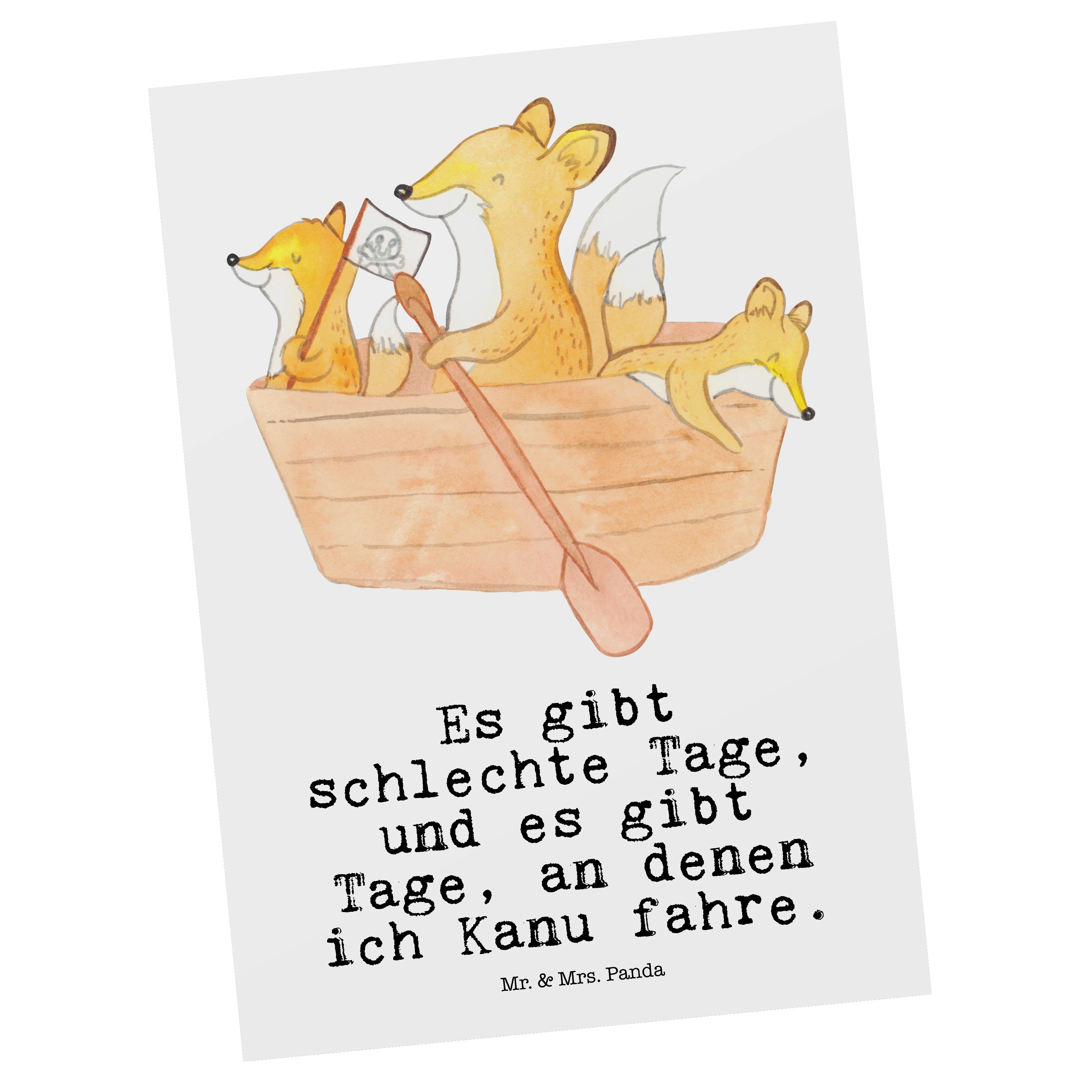 Mrs. & Panda - Postkarte Weiß Kanuverleih, Bär Grußkar Mr. Tage Geschenk, - Kanufahren Sportler,