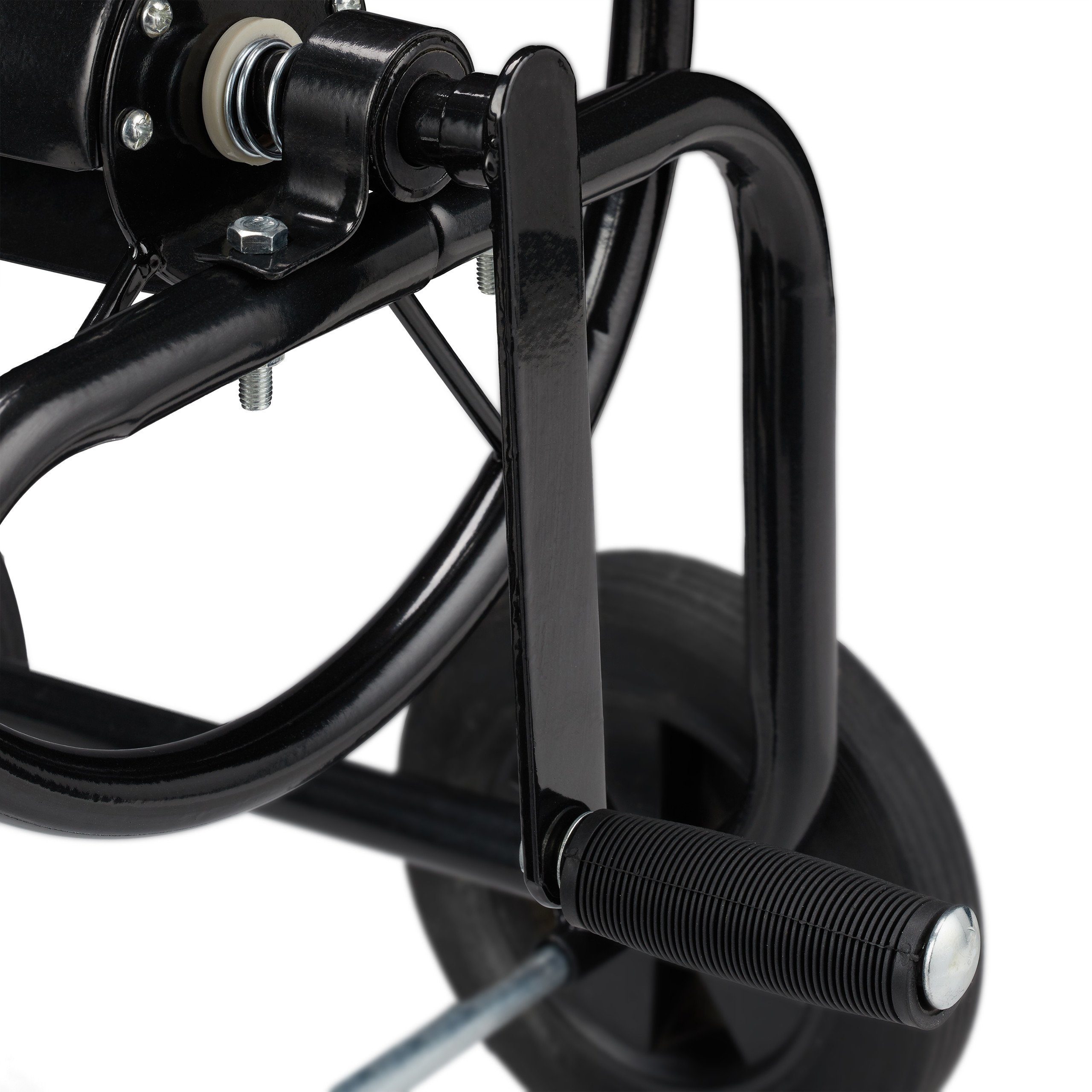 relaxdays Schlauchhalterung Schlauchwagen Metall schwarz