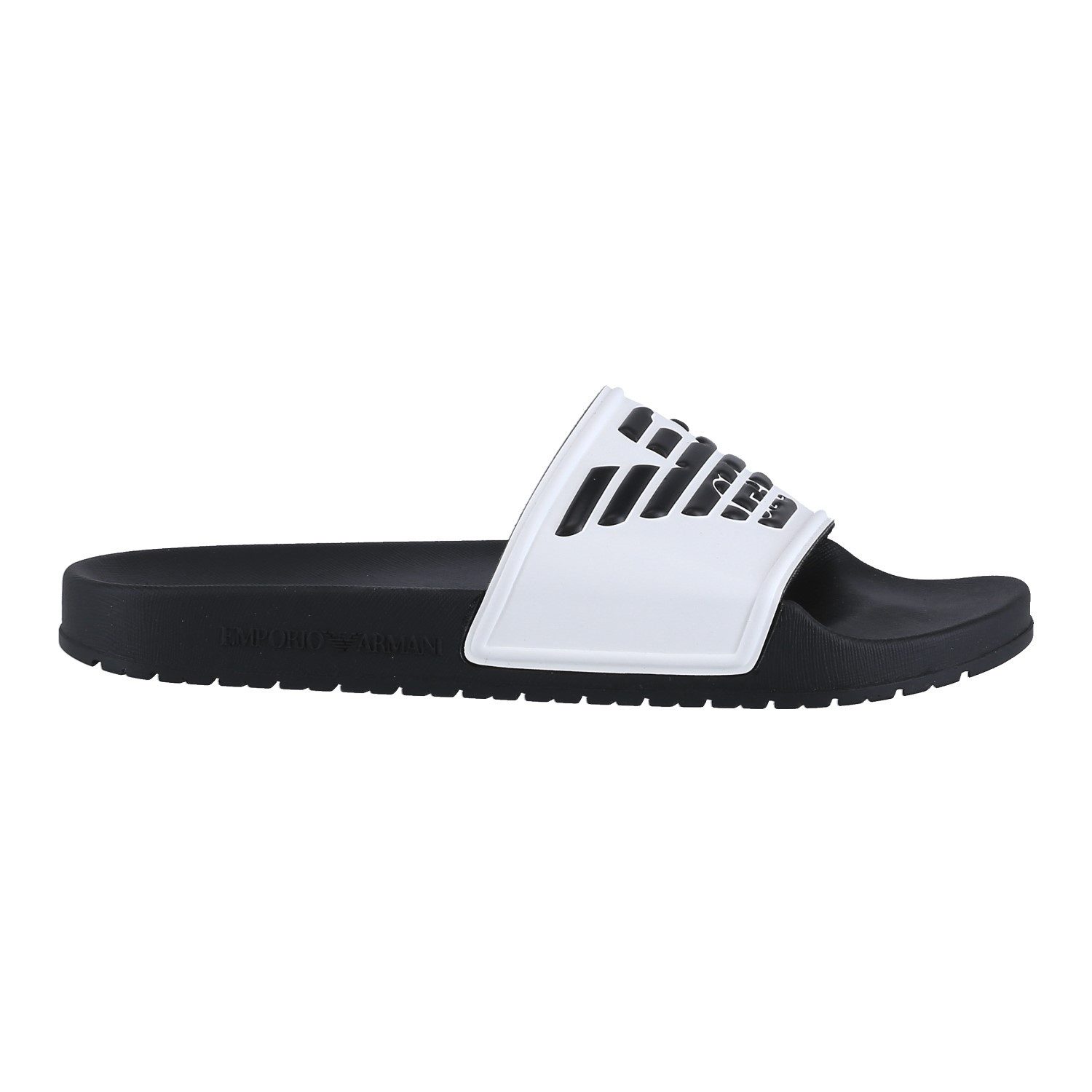 Emporio Armani Sliders schwarz/weiss Herren Badeschuh günstig online kaufen