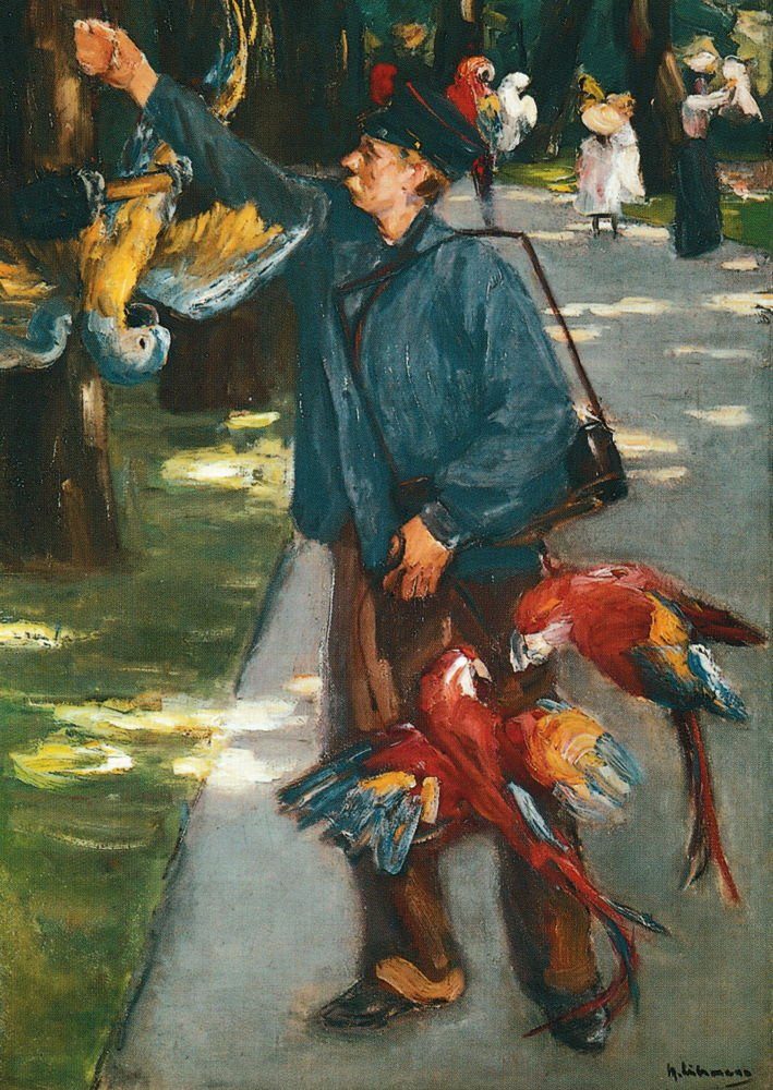 Postkarte Kunstkarte Max Liebermann "Der Papageienmann"