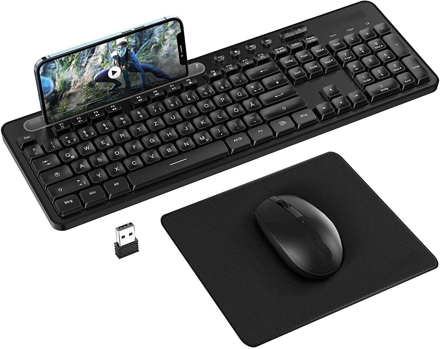 IBETTER »Kabellos Tastatur Maus Set Wireless Mouse and Keyboard, 2.4 GHz  QWERTZ Funktastatur mit Maus,
