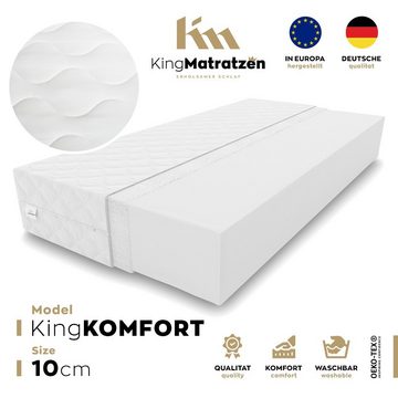 Kaltschaummatratze KingKOMFORT 160x200x10cm aus hochwertigem Kaltschaum, KingMatratzen, 10 cm hoch, Rollmatratze mit waschbarem Bezug