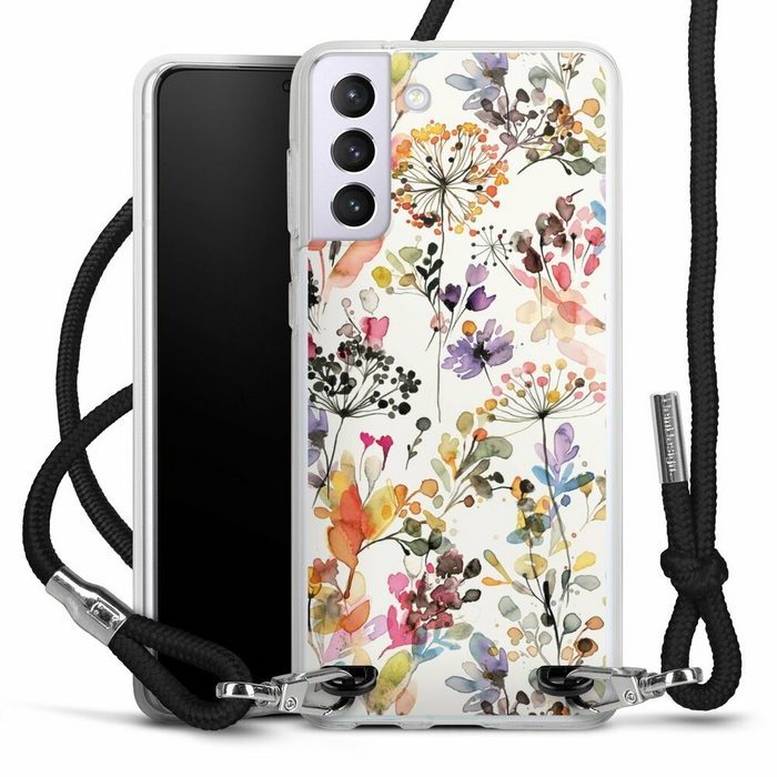 DeinDesign Handyhülle Blume Muster Pastell Wild Grasses Samsung Galaxy S21 Plus 5G Handykette Hülle mit Band Case zum Umhängen