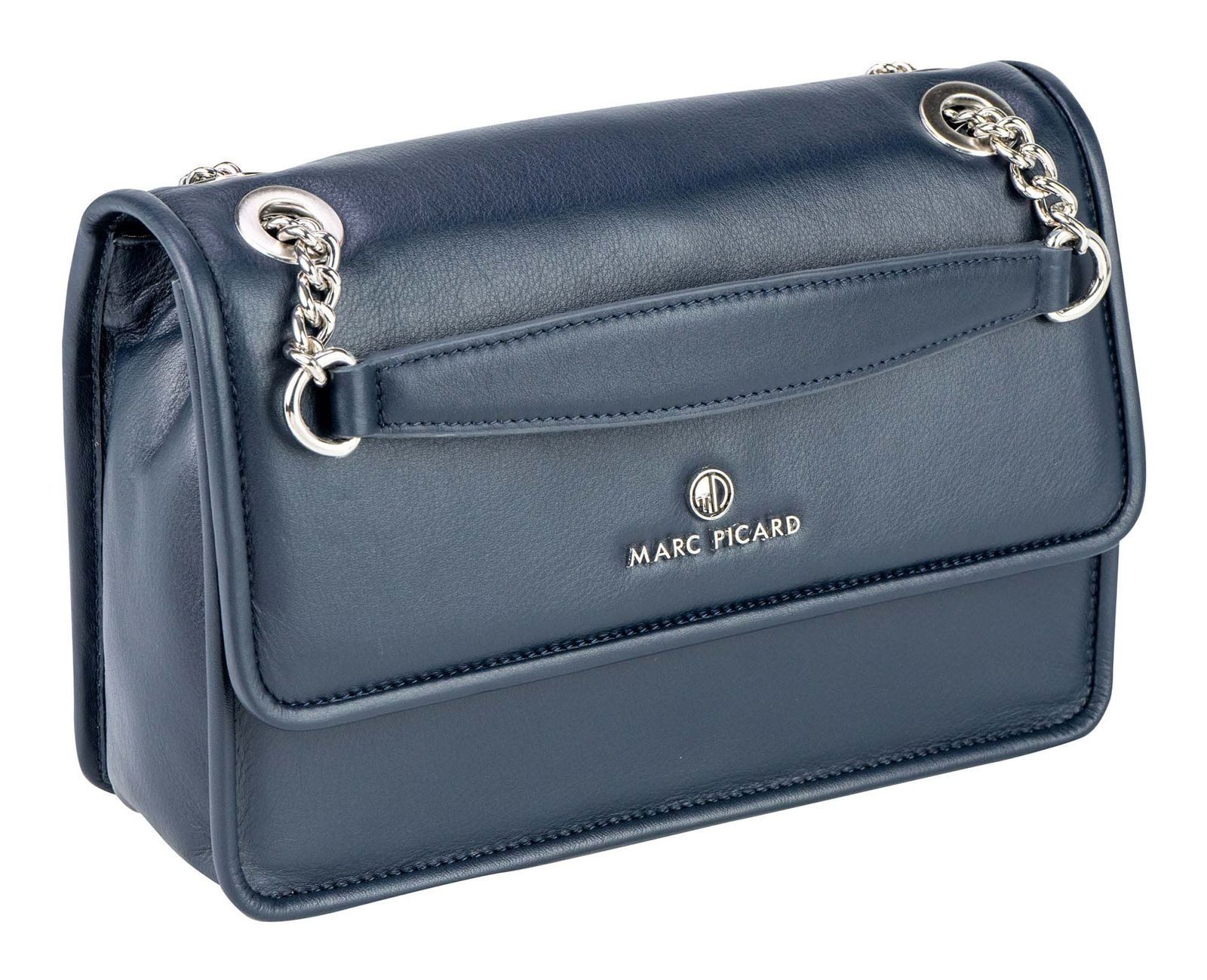 Marc Picard Schultertasche Shoulder Bag with Metal Strap, aus echtem Rindsleder