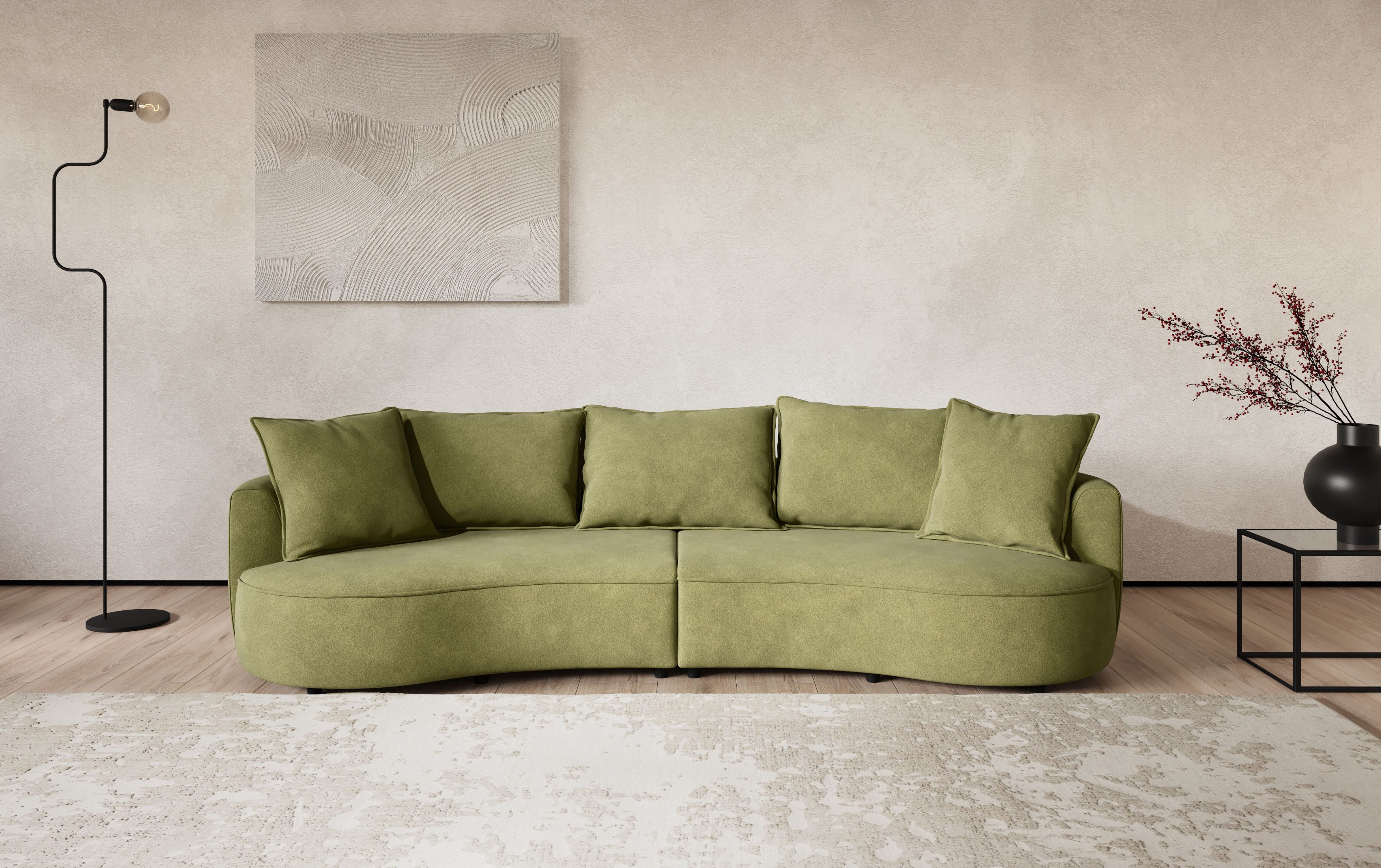 COTTA Loungesofa Sana, Breite 296 cm, Loungesofa mit Wellenunterfederung